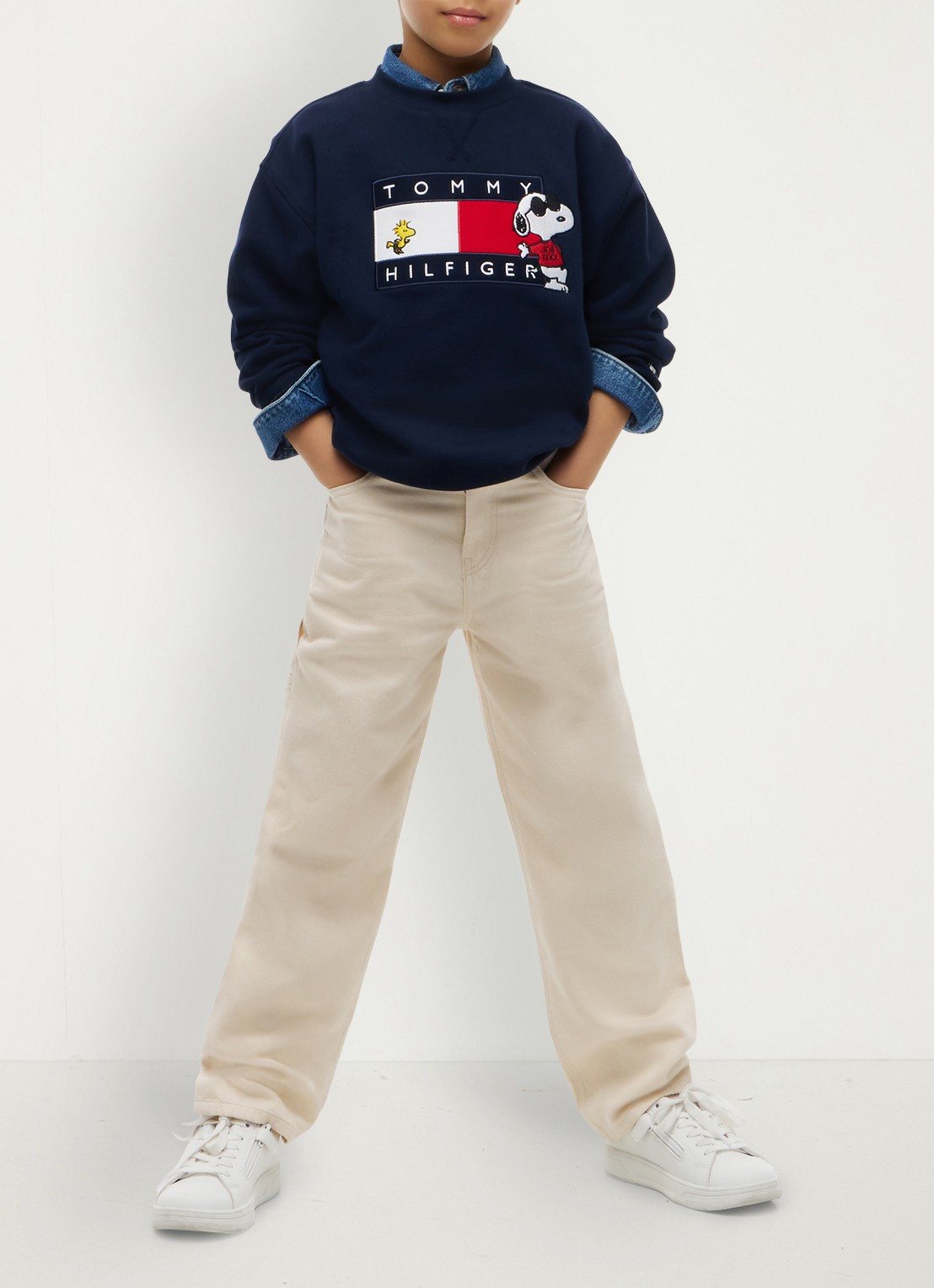 Tommy Hilfiger Sweater met logo - voorkant donkerblauw