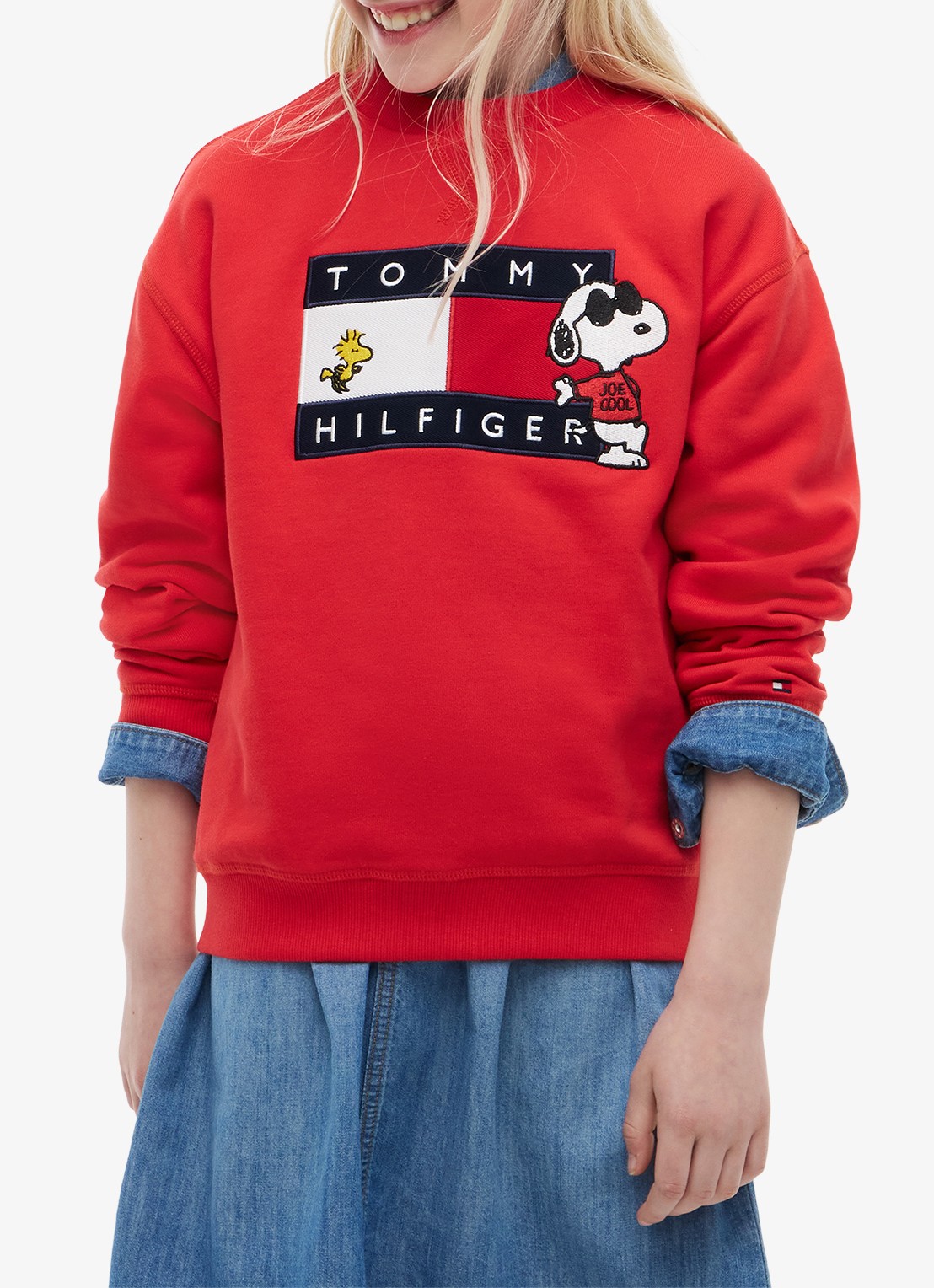 Tommy Hilfiger Sweater met logo - detail rood