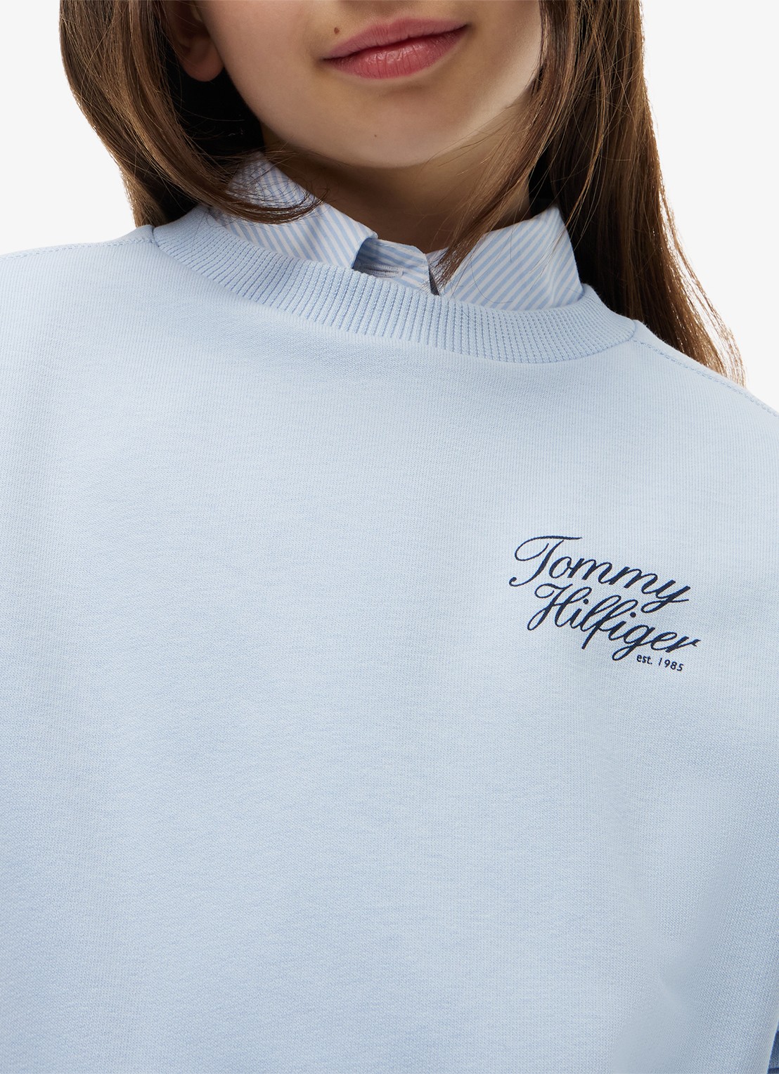 Tommy Hilfiger Sweater met logo - detail 2 lichtblauw