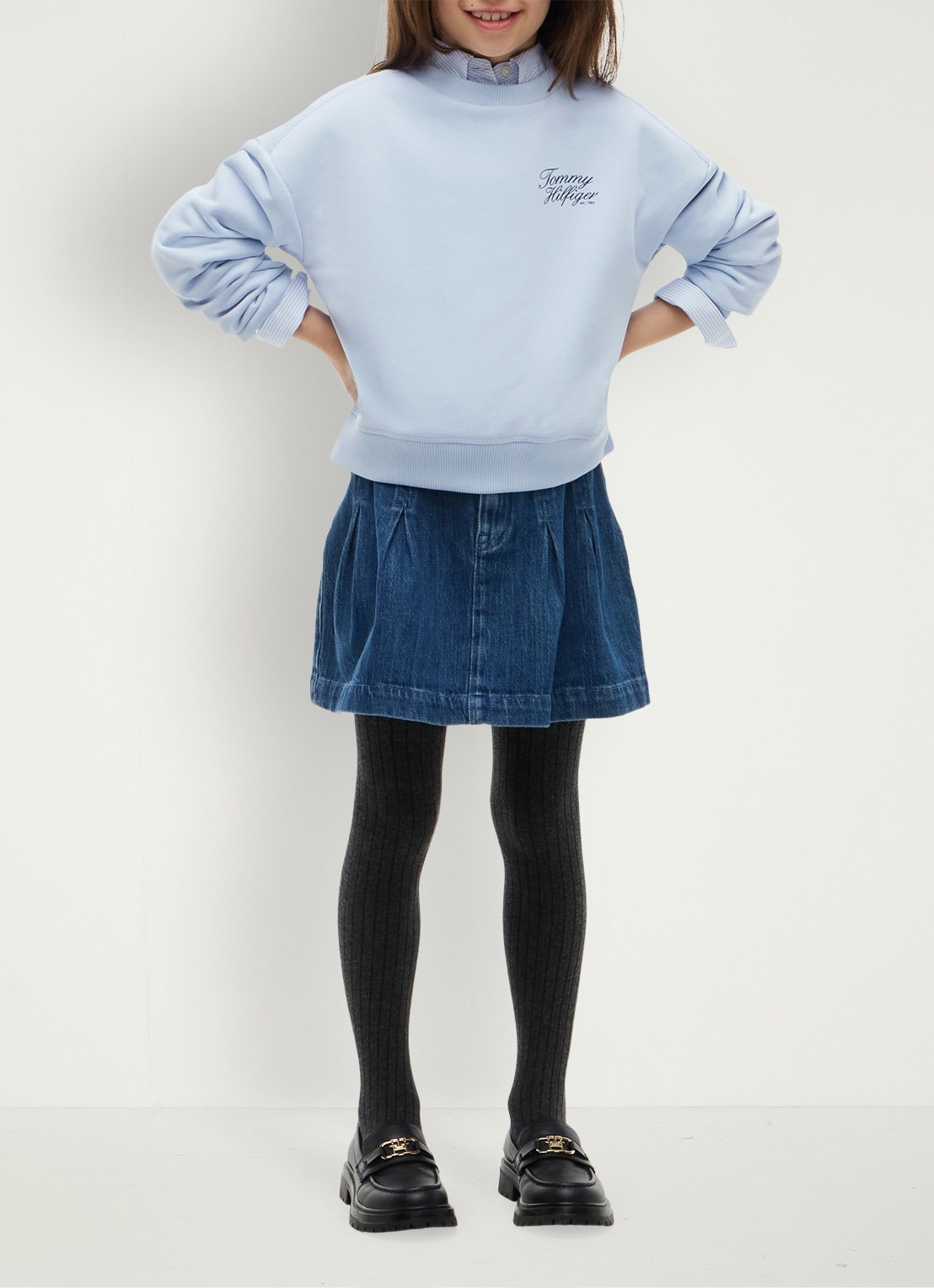 Tommy Hilfiger Sweater met logo - voorkant 5 lichtblauw