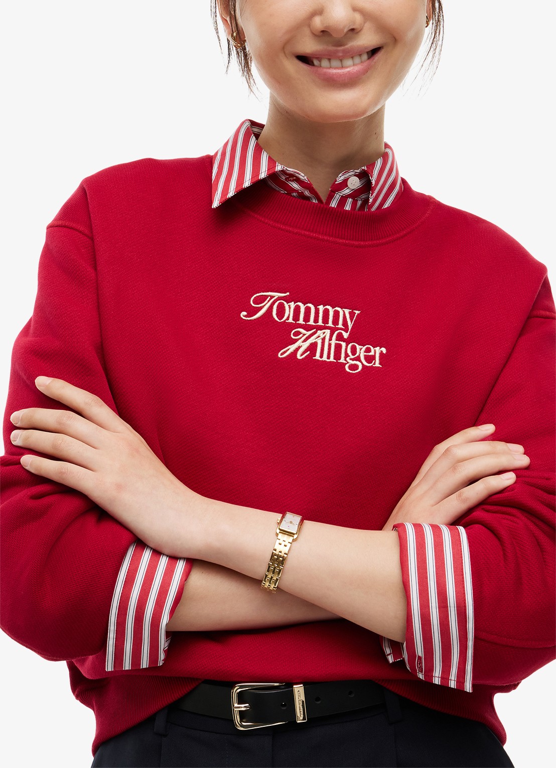 Tommy Hilfiger Sweater met logoborduring - detail 2 rood