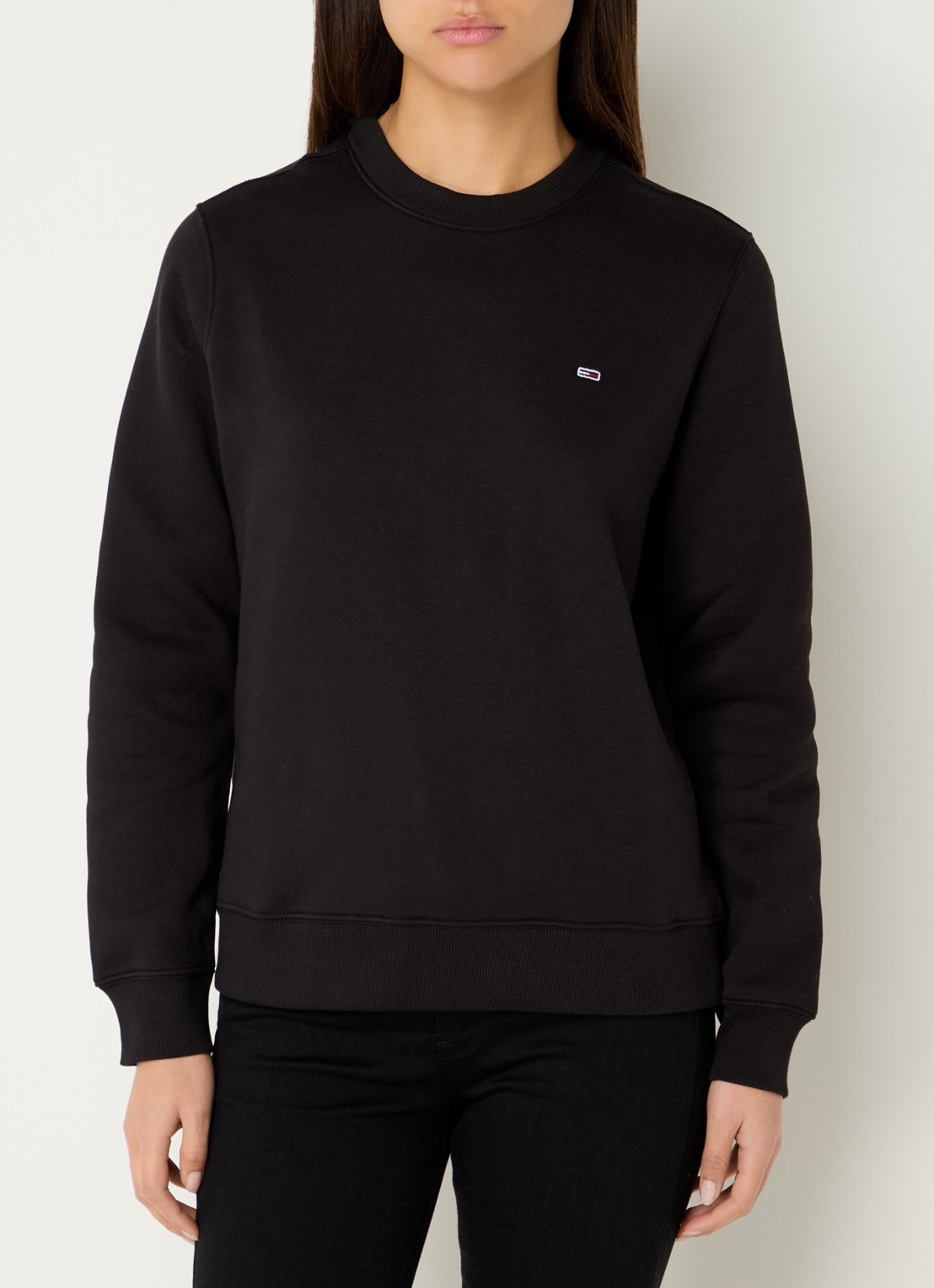 Tommy Hilfiger Sweater met logoborduring - detail zwart