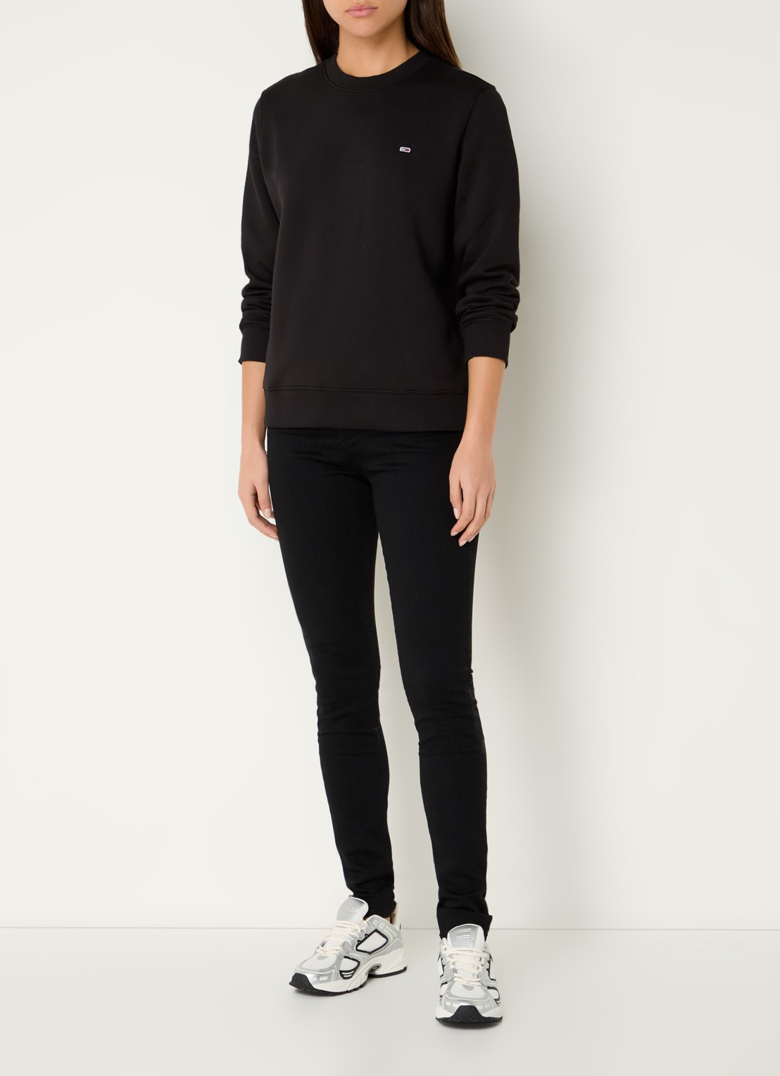 Tommy Hilfiger Sweater met logoborduring - voorkant 4 zwart