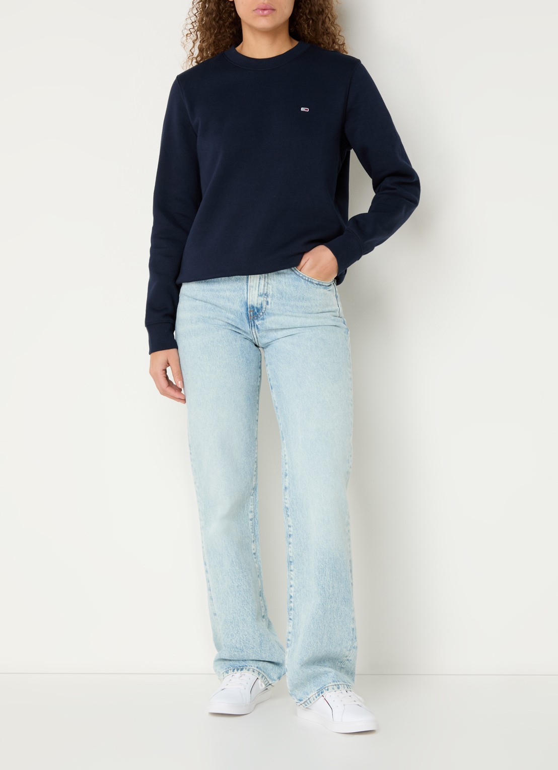 Tommy Hilfiger Sweater met logoborduring - voorkant 2 donkerblauw