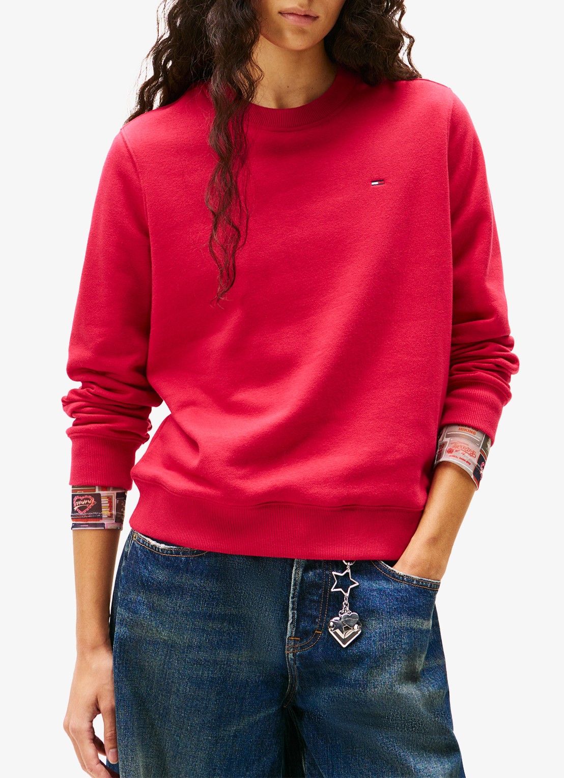 Tommy Hilfiger Sweater met logoborduring - detail 4 cranberryrood