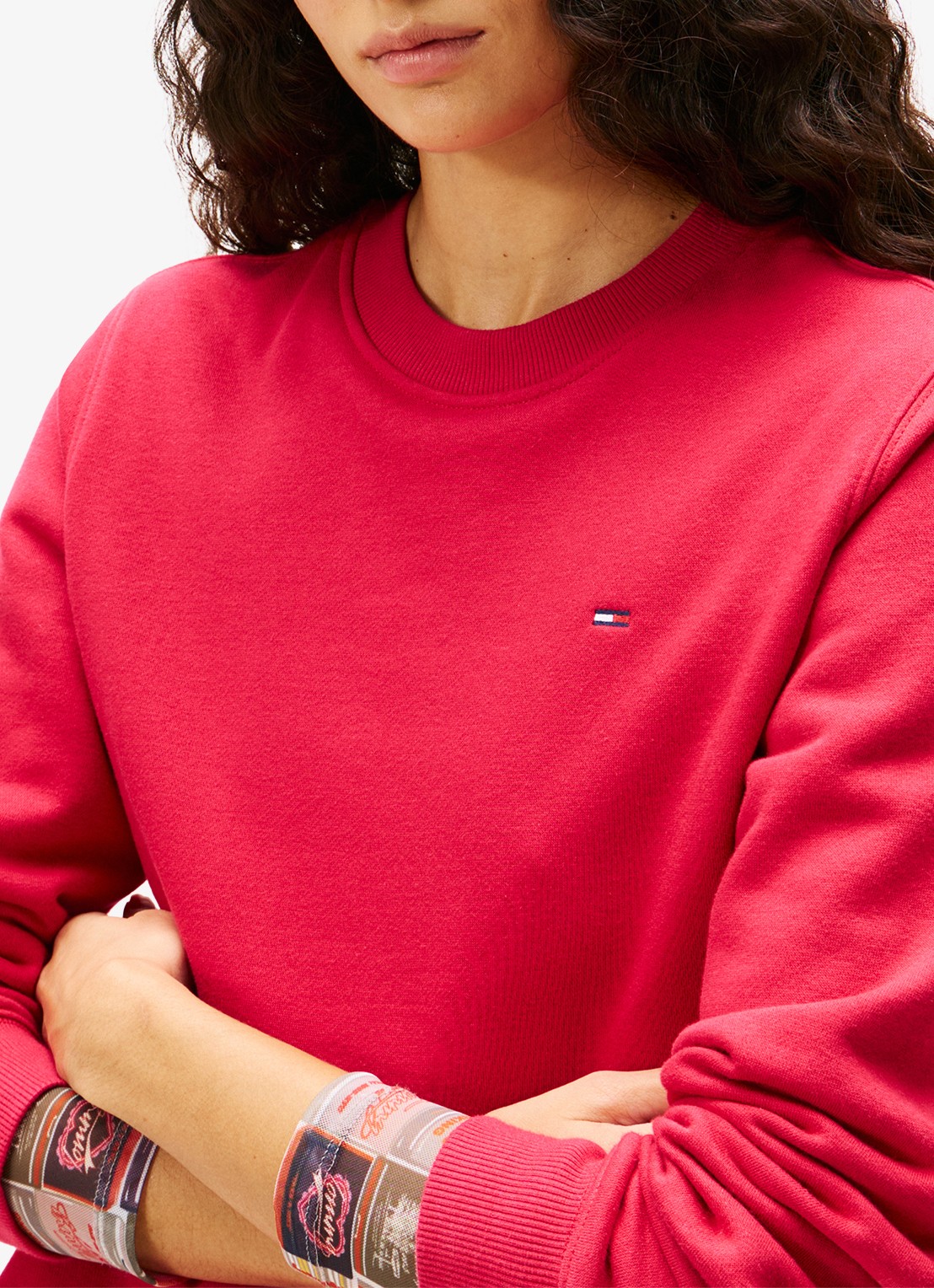 Tommy Hilfiger Sweater met logoborduring - detail 5 cranberryrood
