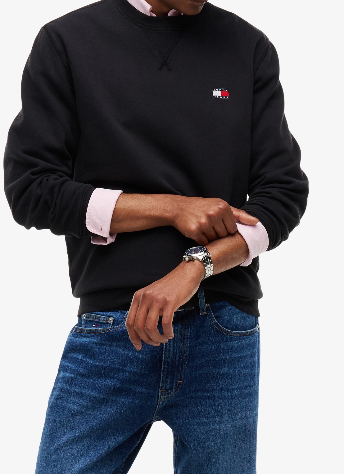 Tommy Hilfiger Sweater met logoborduring - detail 3 zwart