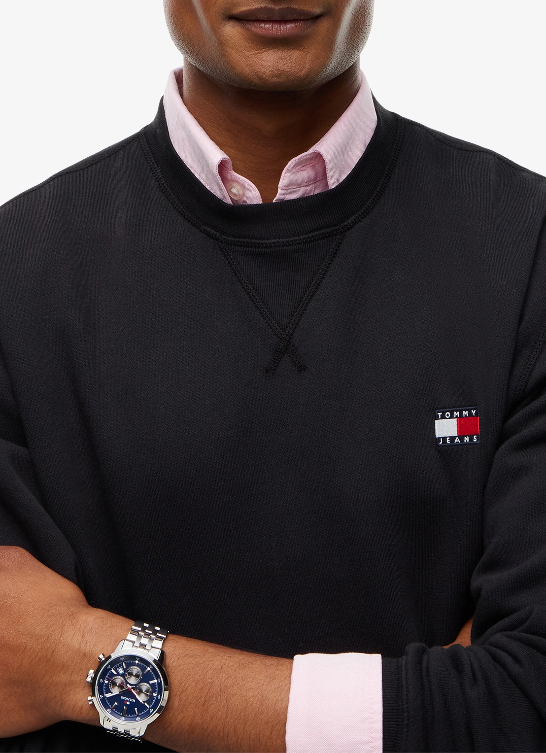 Tommy Hilfiger Sweater met logoborduring - detail 4 zwart