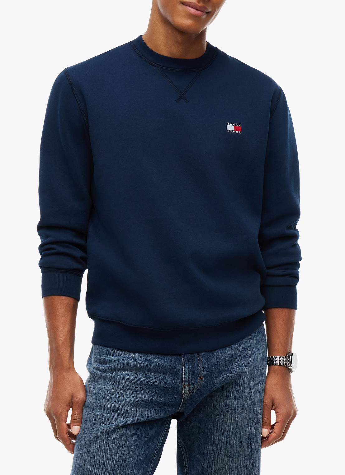 Tommy Hilfiger Sweater met logoborduring - detail donkerblauw