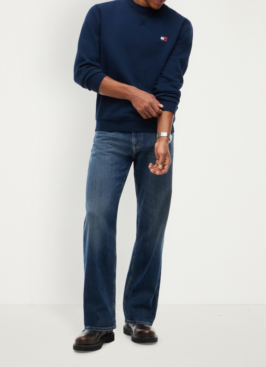 Tommy Hilfiger Sweater met logoborduring - voorkant 5 donkerblauw