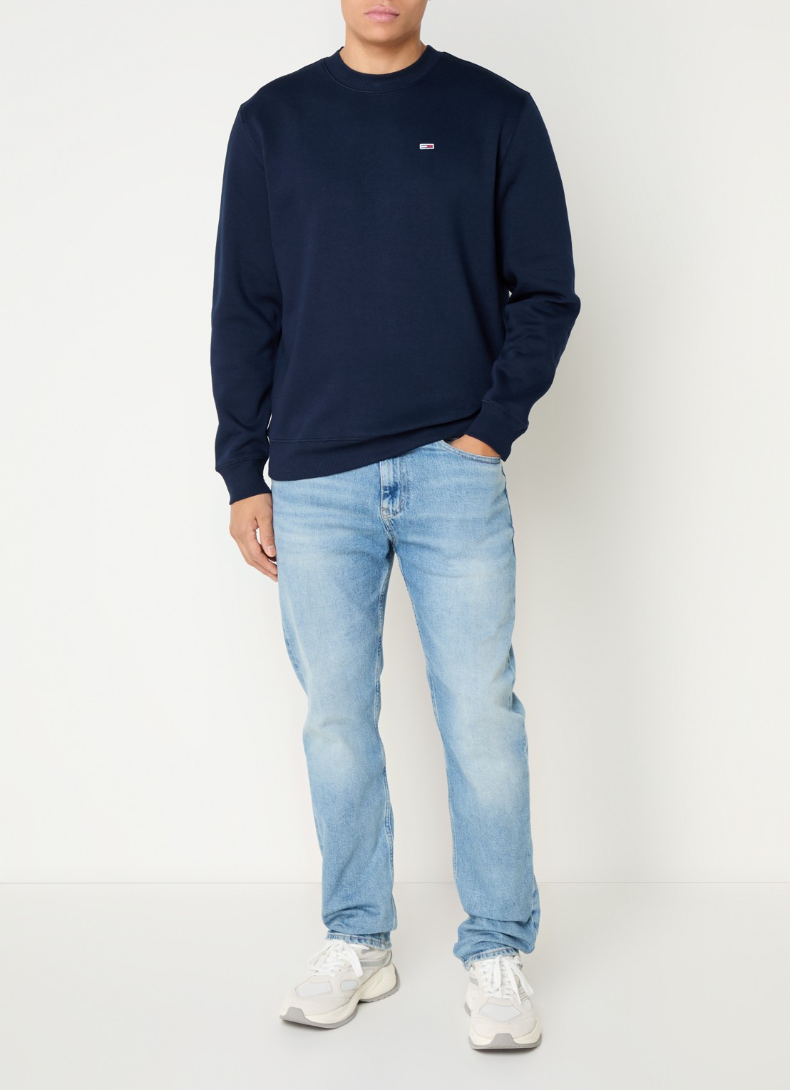 Tommy Hilfiger Sweater met logoborduring - voorkant 4 donkerblauw