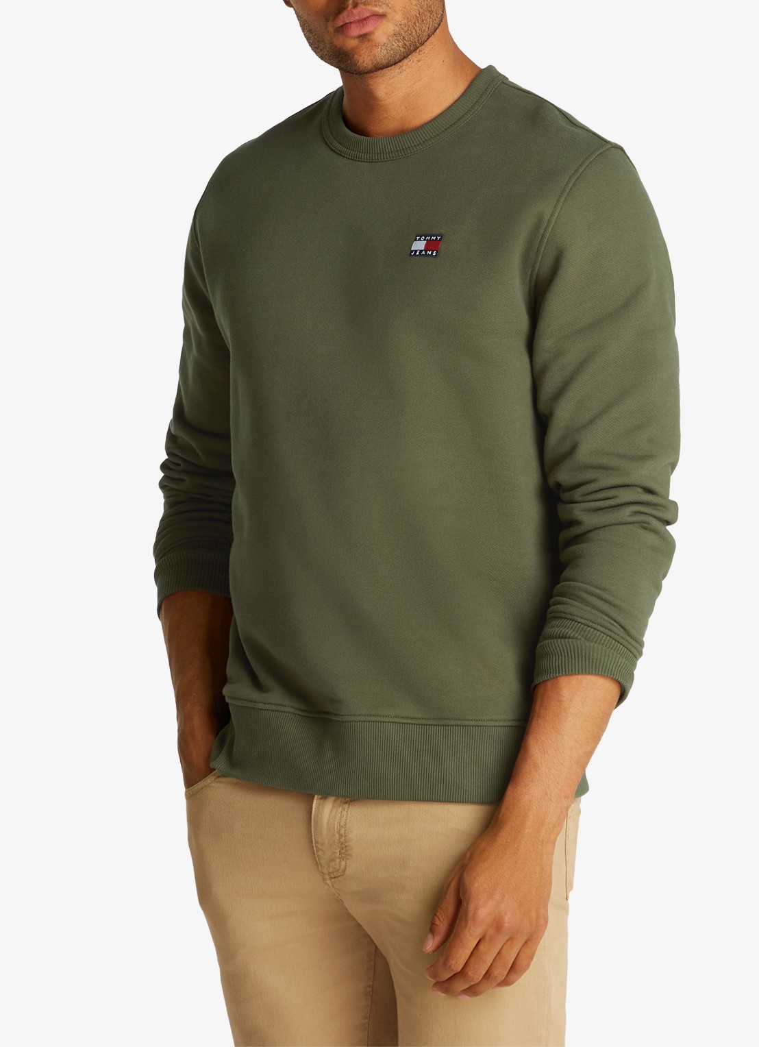 Tommy Hilfiger Sweater met logoborduring - detail legergroen