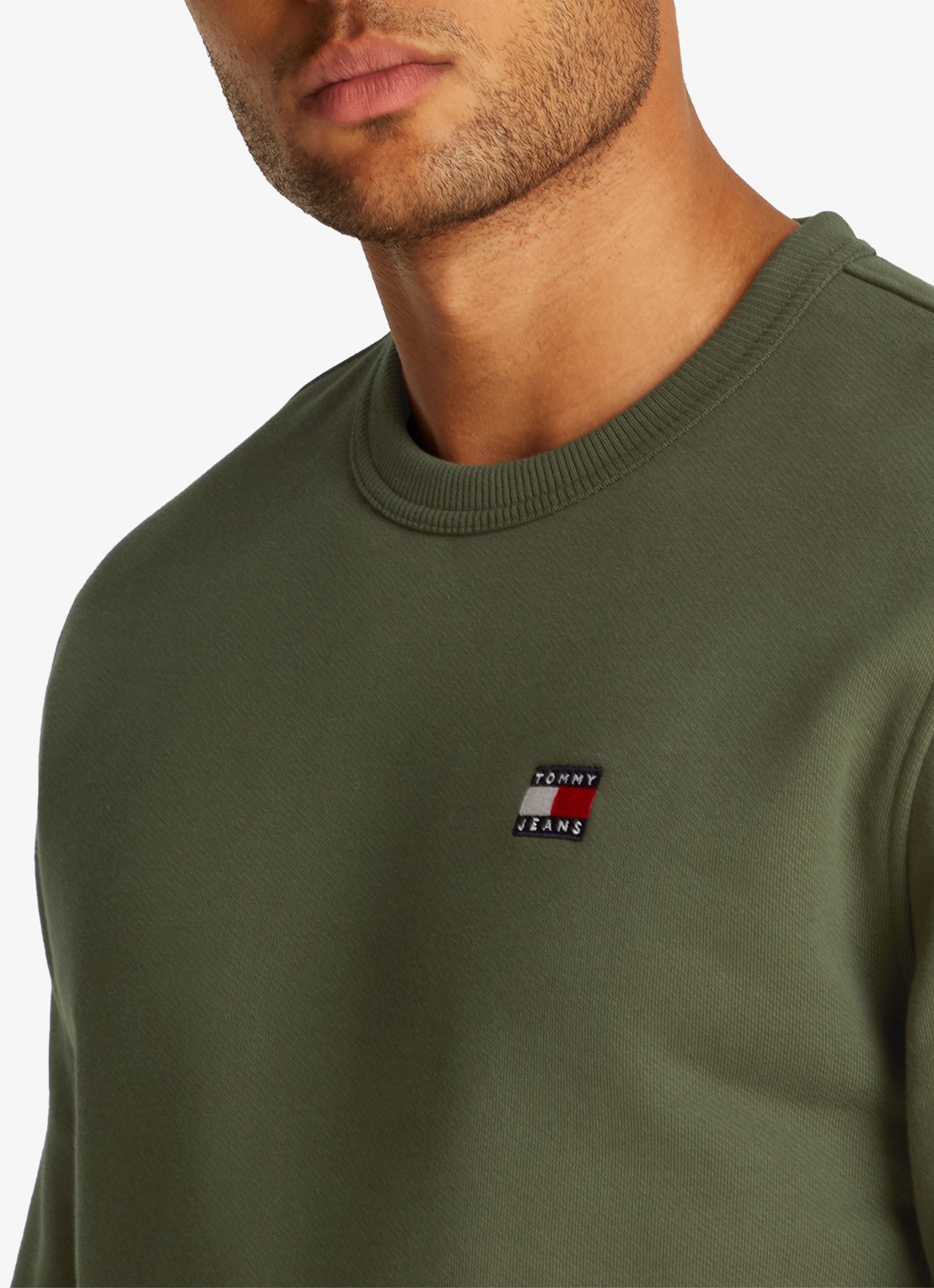 Tommy Hilfiger Sweater met logoborduring - detail 2 legergroen