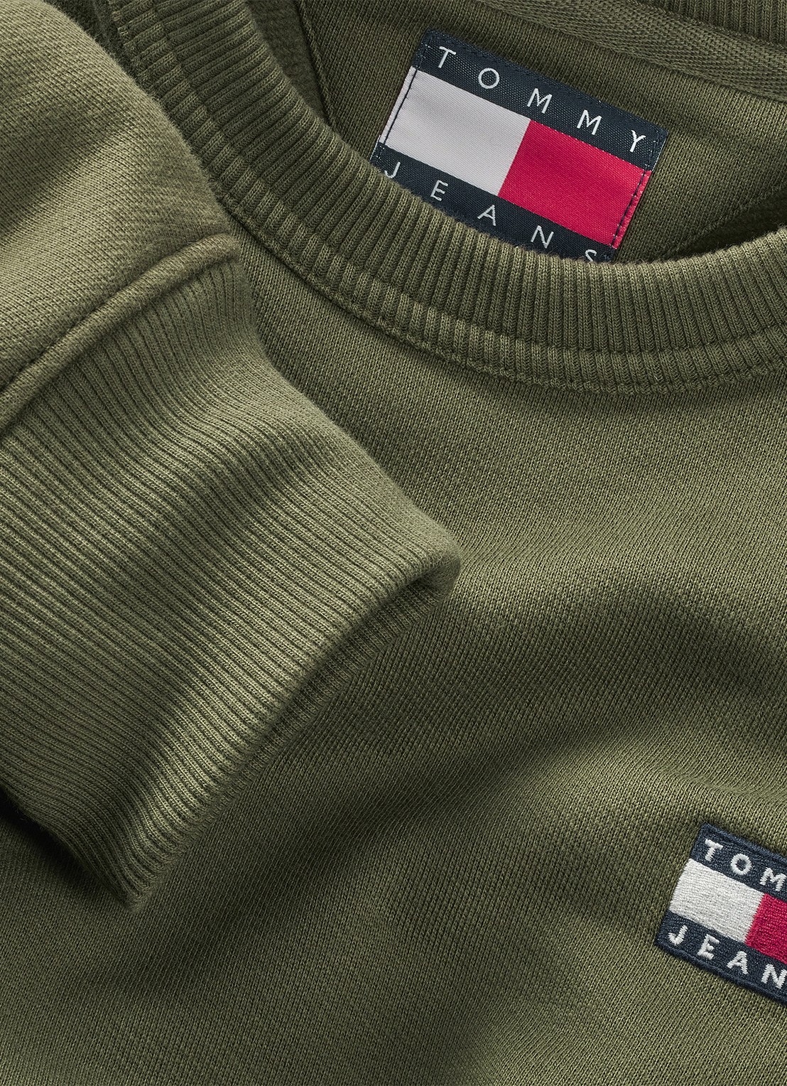 Tommy Hilfiger Sweater met logoborduring - detail 3 legergroen