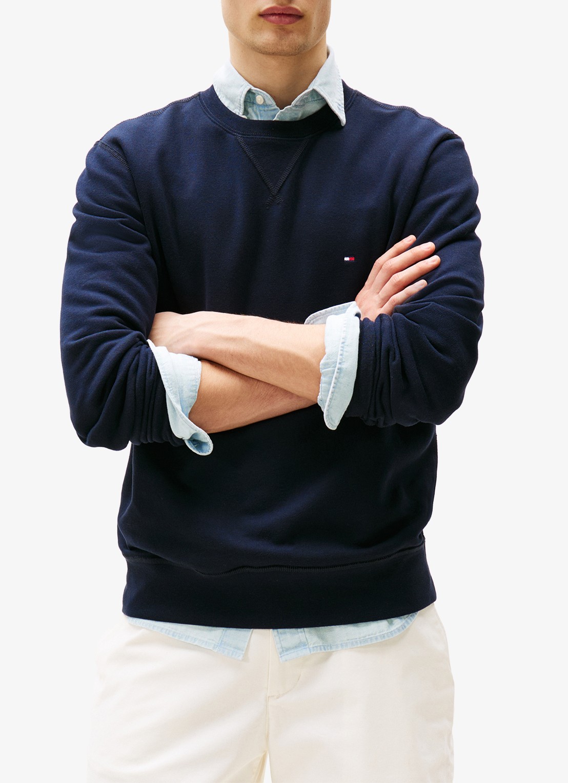 Tommy Hilfiger Sweater met logoborduring - detail donkerblauw