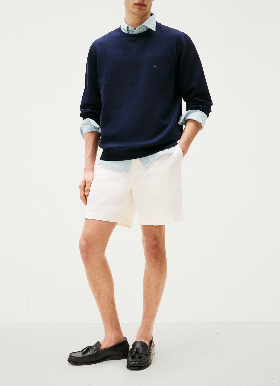 Tommy Hilfiger Sweater met logoborduring - voorkant 5 donkerblauw
