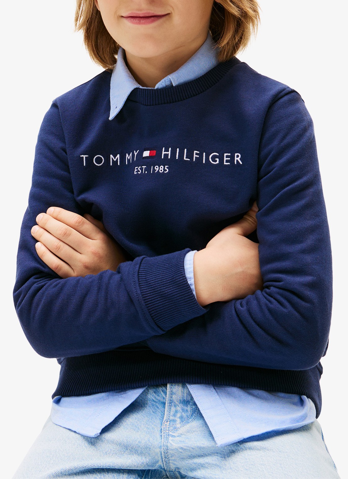Tommy Hilfiger Sweater met logoborduring  - detail 2 donkerblauw