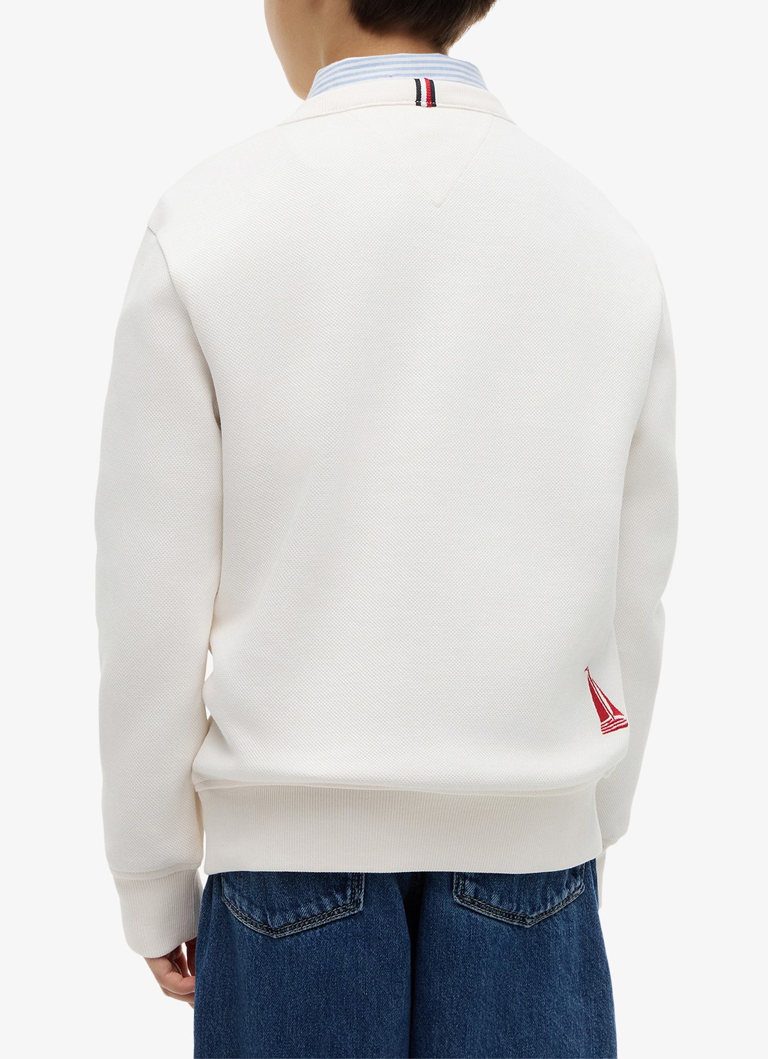Tommy Hilfiger Sweater met logoborduring - achterkant wit