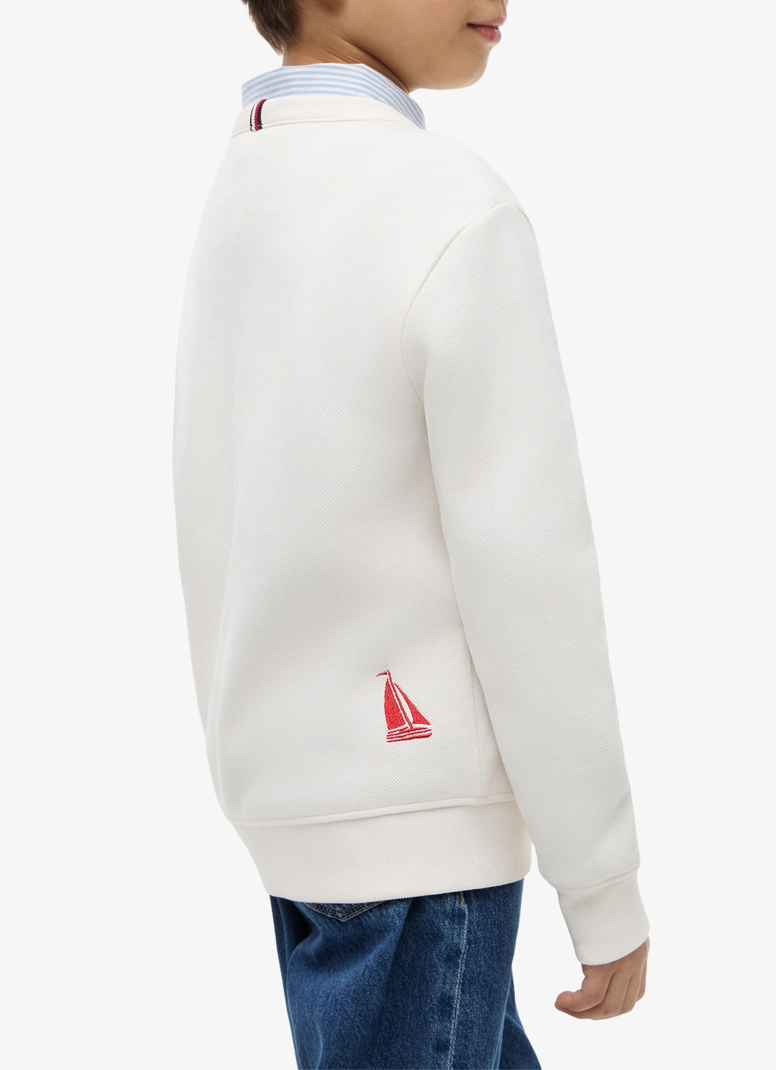 Tommy Hilfiger Sweater met logoborduring - detail 6 wit
