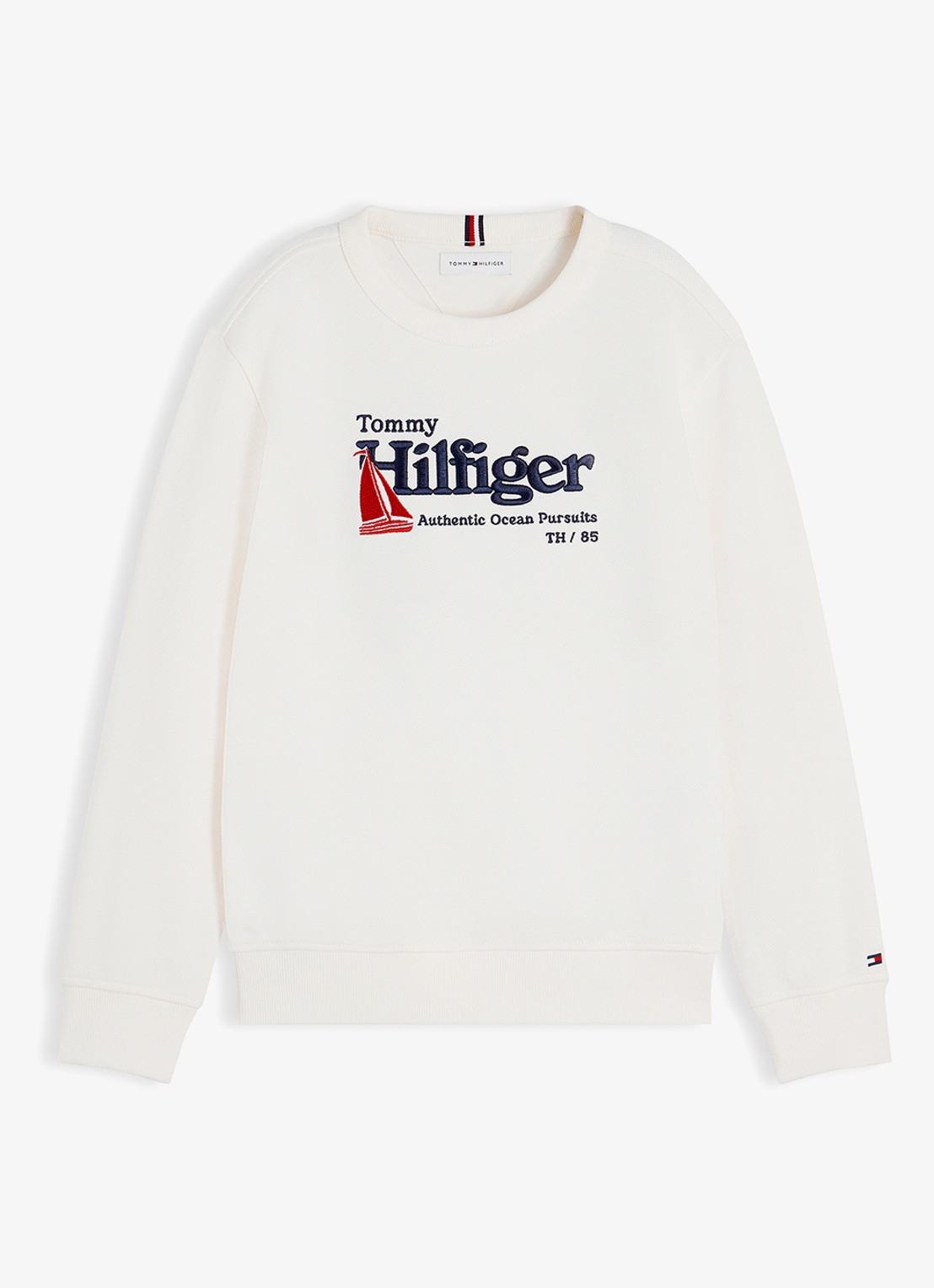 Tommy Hilfiger Sweater met logoborduring - voorkant 2 wit