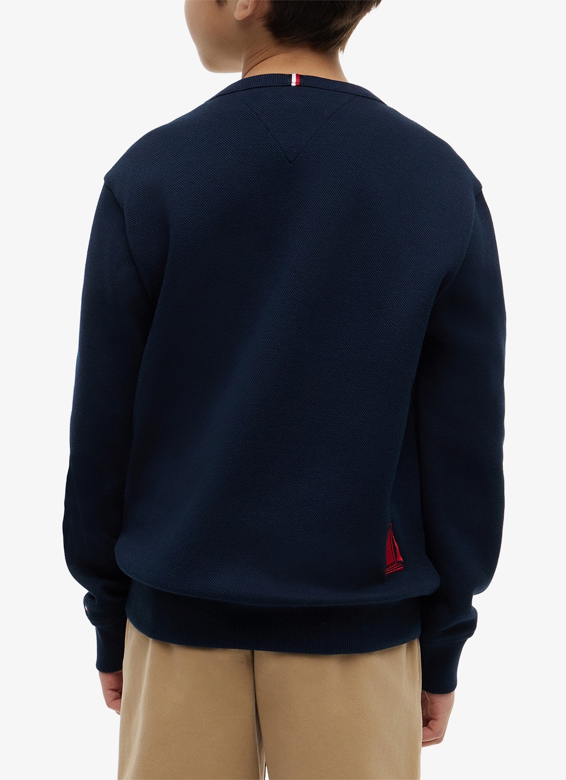 Tommy Hilfiger Sweater met logoborduring - achterkant 5 donkerblauw
