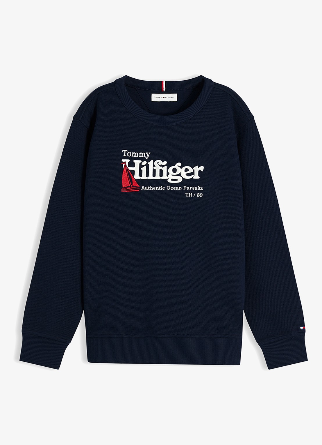 Tommy Hilfiger Sweater met logoborduring - voorkant 3 donkerblauw