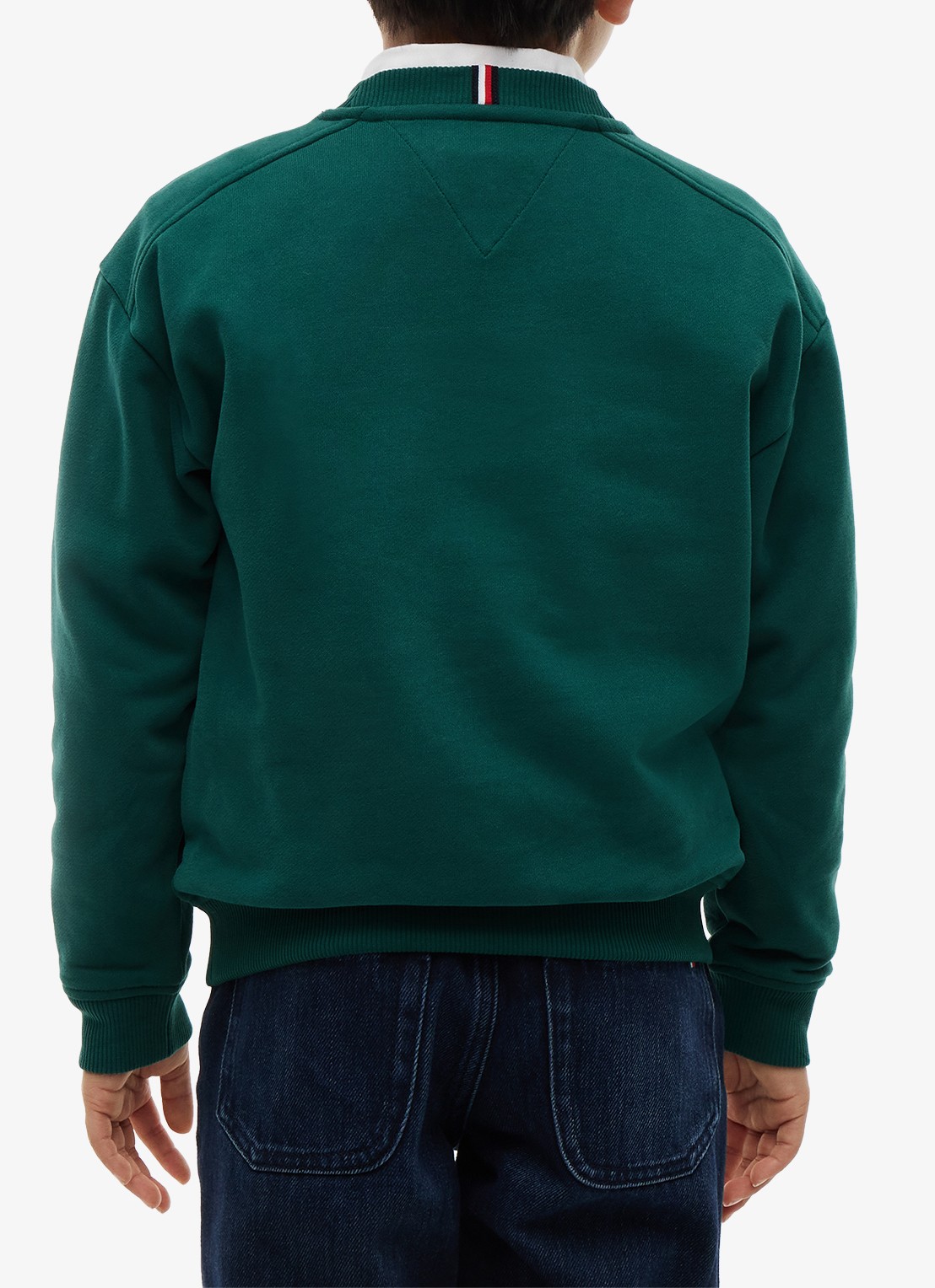 Tommy Hilfiger Sweater met logoborduring  - achterkant groen