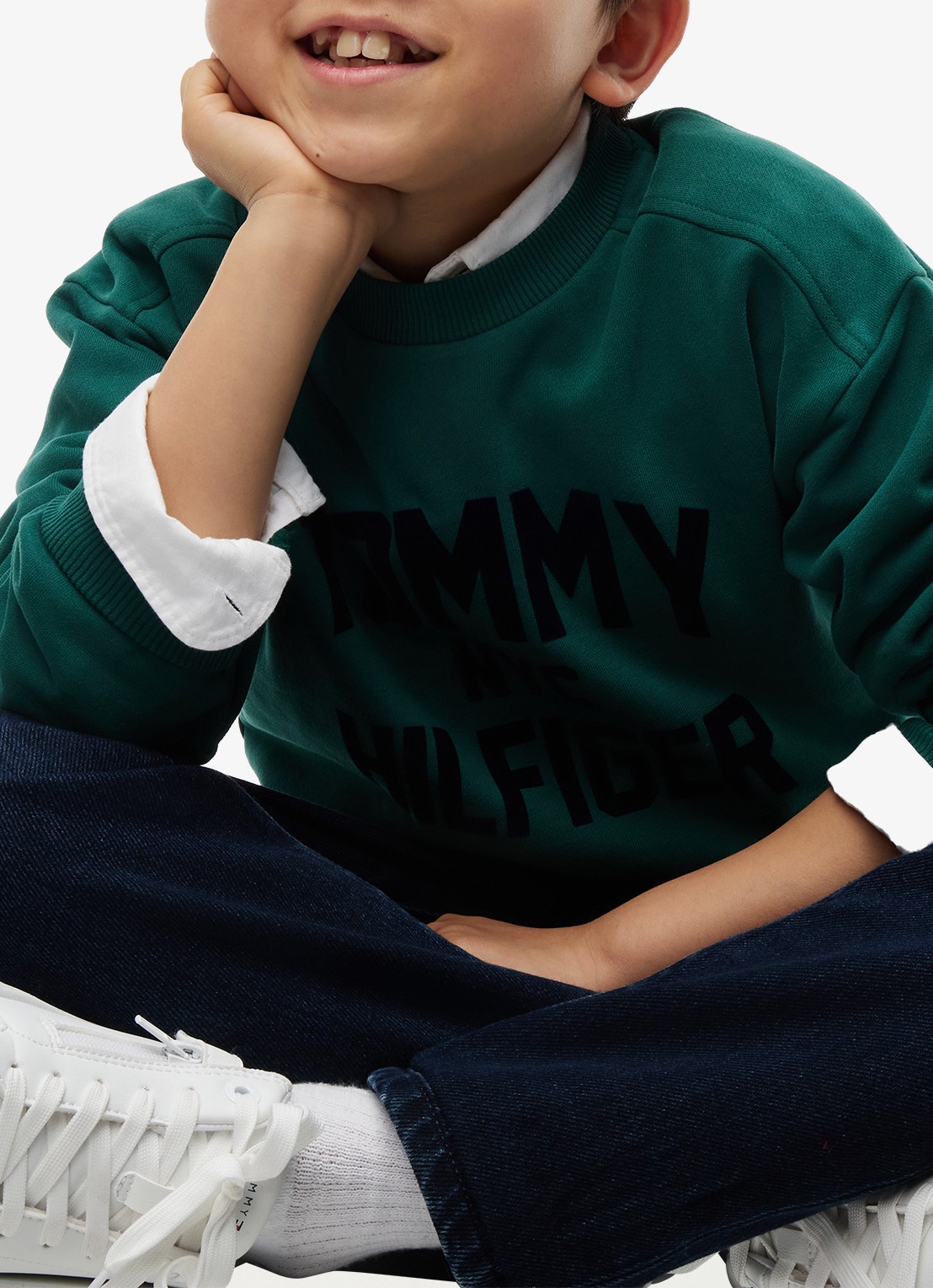 Tommy Hilfiger Sweater met logoborduring  - detail 5 groen