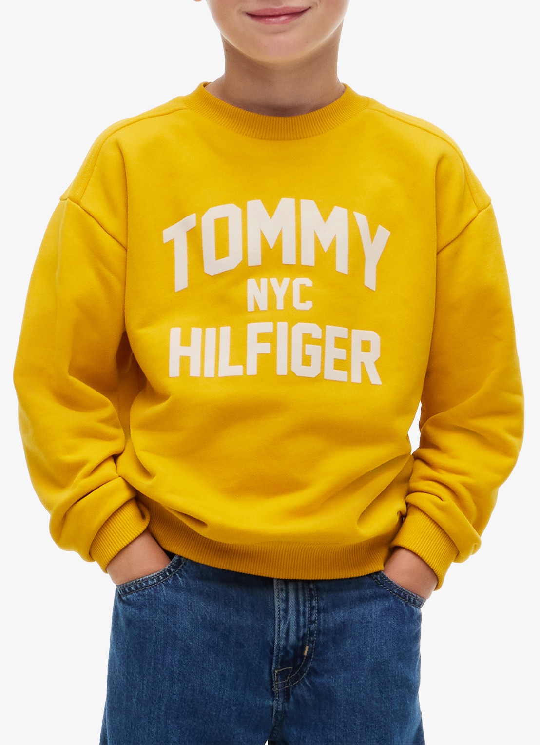 Tommy Hilfiger Sweater met logoborduring  - detail 4 geel