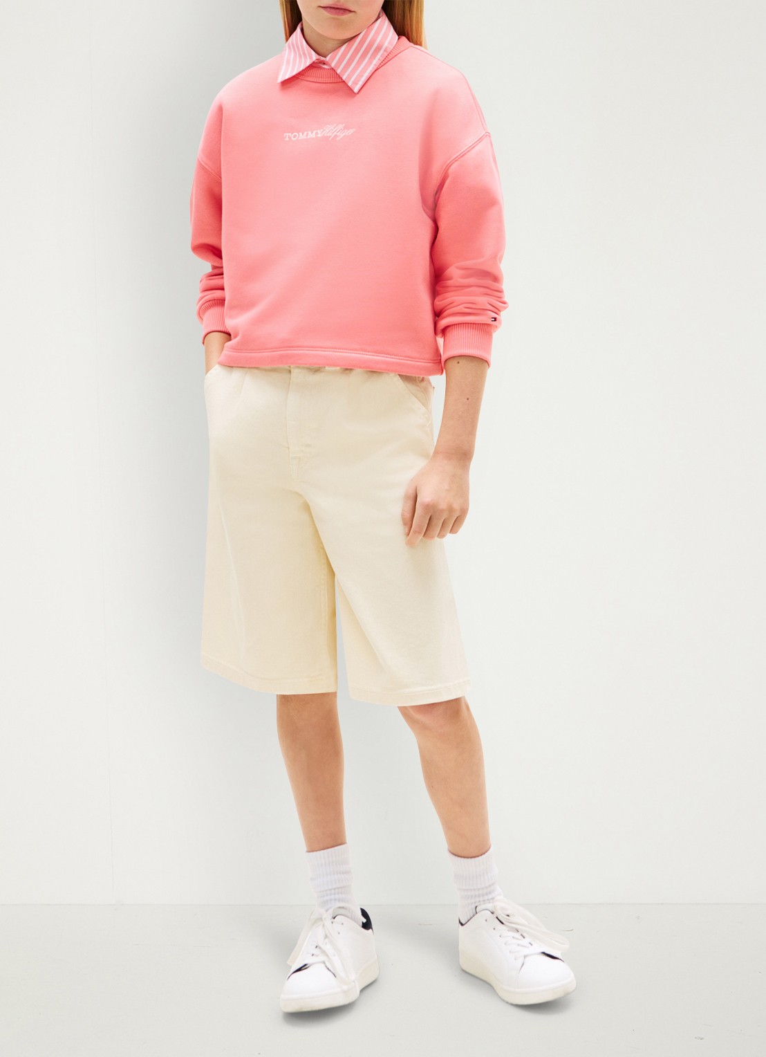 Tommy Hilfiger Sweater met logoborduring - voorkant 4 perzik