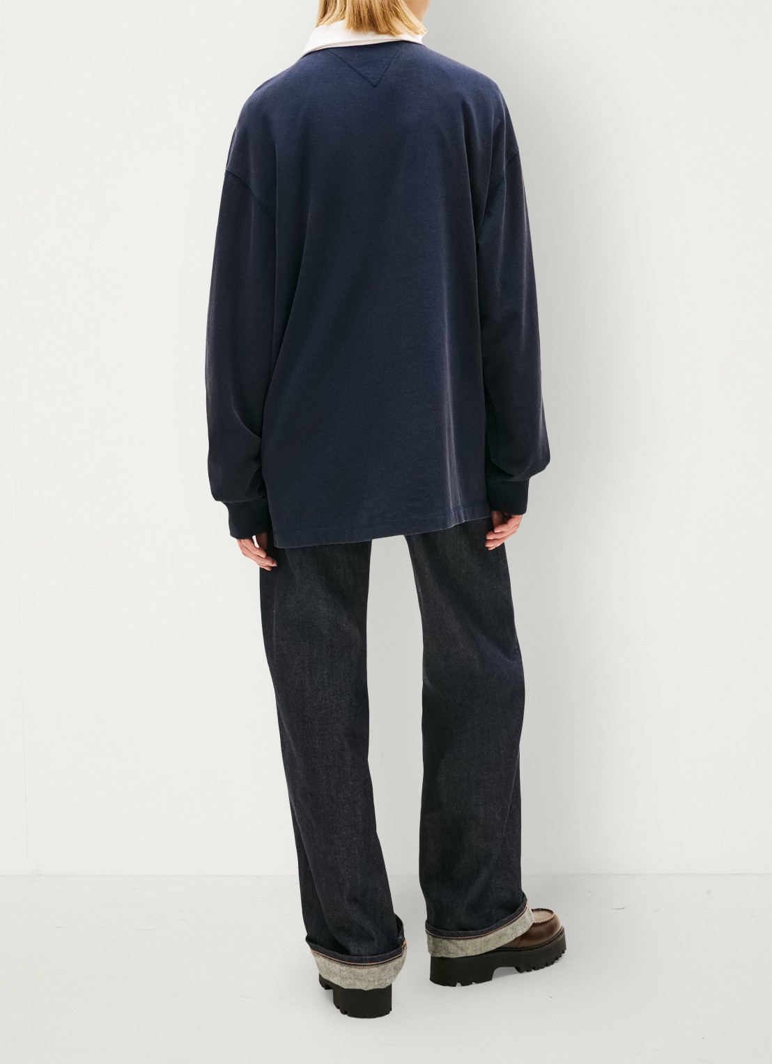 Tommy Hilfiger Sweater met logoprint - achterkant 5 donkerblauw