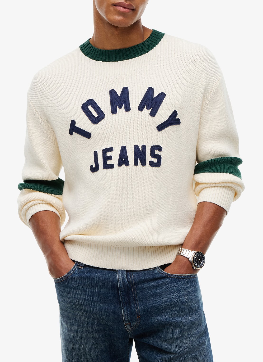 Tommy Hilfiger Sweater met logoprint - detail 4 creme