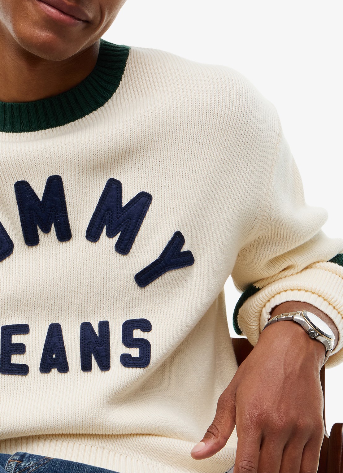 Tommy Hilfiger Sweater met logoprint - detail 5 creme
