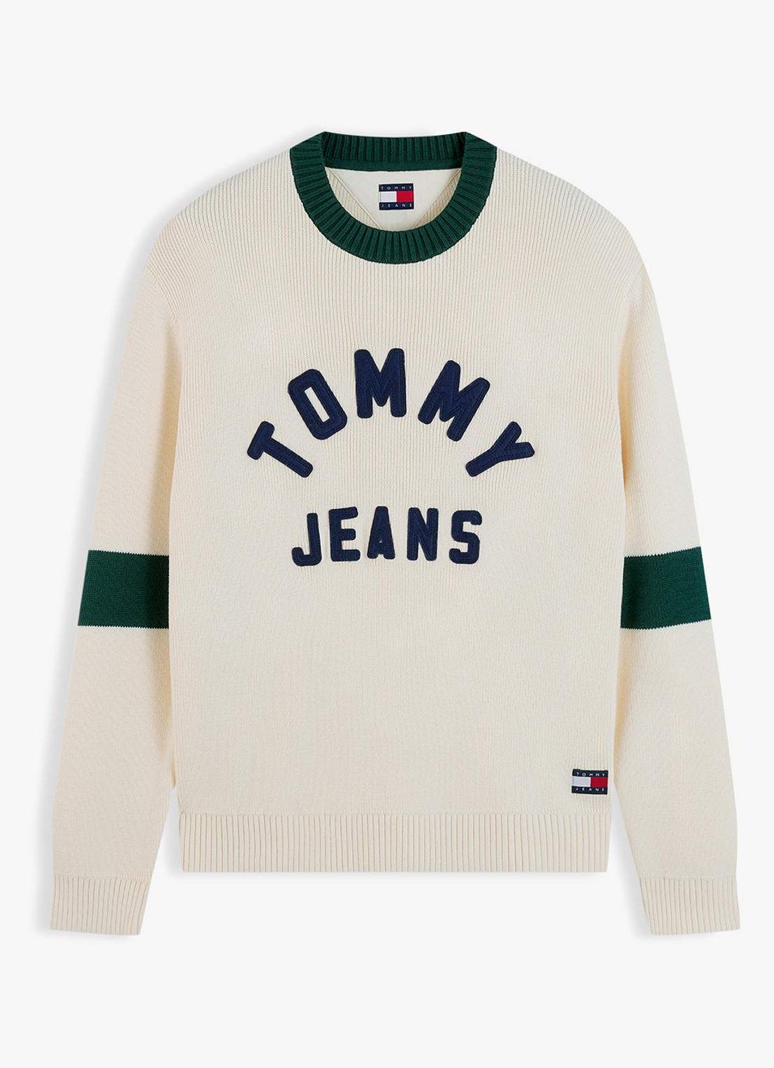 Tommy Hilfiger Sweater met logoprint - voorkant 2 creme