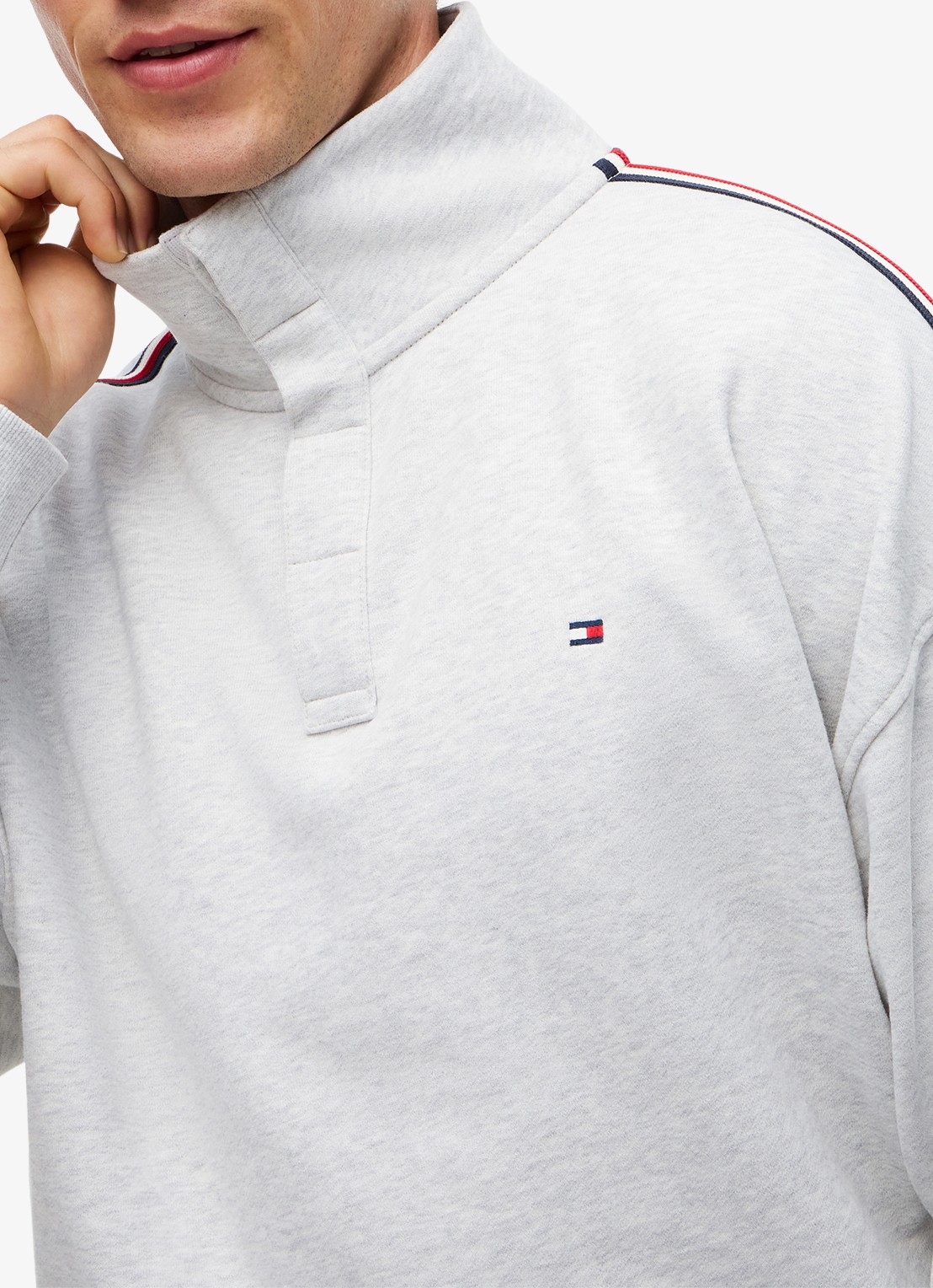 Tommy Hilfiger Sweater met opstaande kraag - detail 2 grijs