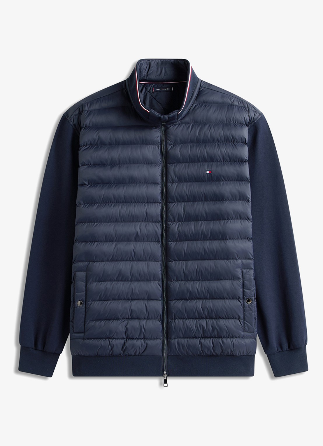 Tommy Hilfiger Sweatvest met gewatteerd voorpand - voorkant donkerblauw