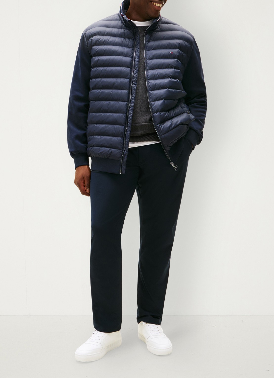 Tommy Hilfiger Sweatvest met gewatteerd voorpand - voorkant 2 donkerblauw