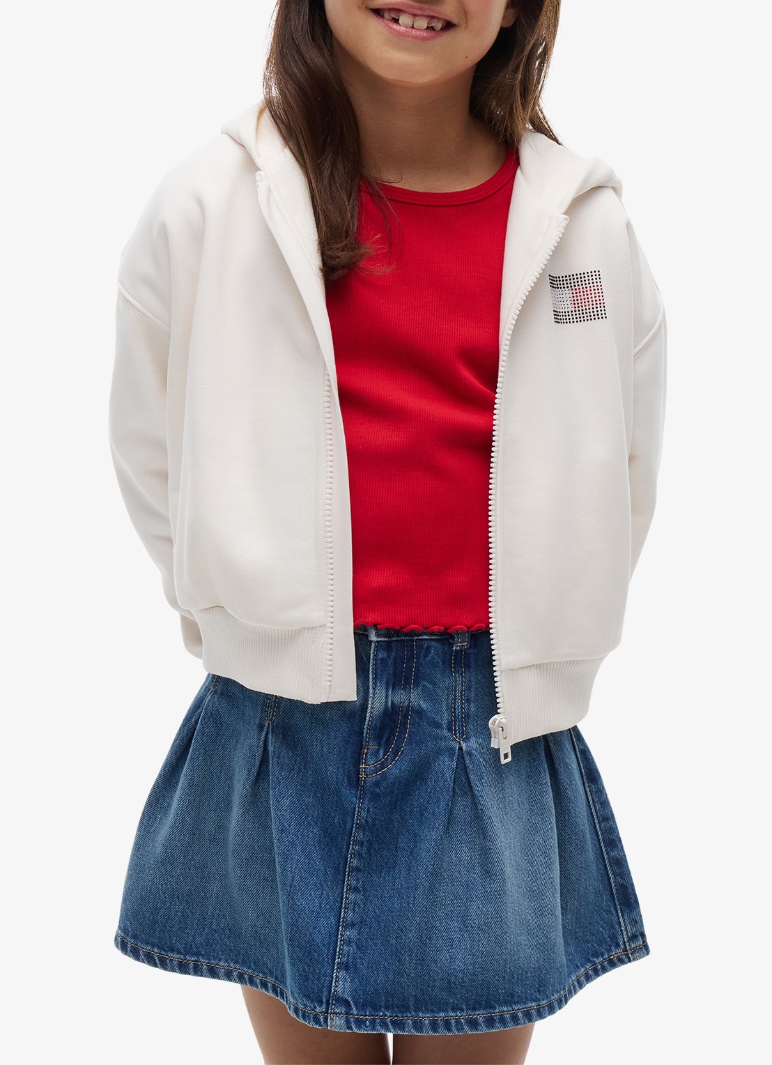 Tommy Hilfiger Sweatvest met logo en strass - detail 4 wit