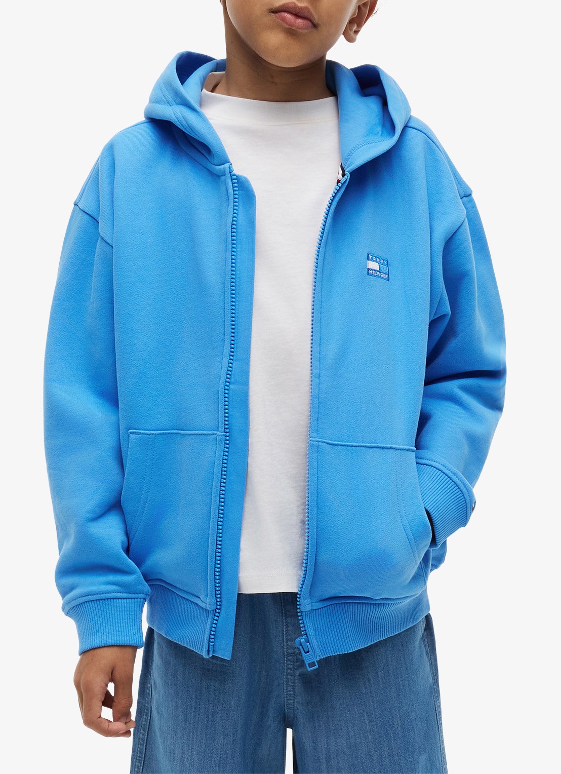 Tommy Hilfiger Sweatvest met logo - detail 3 blauw