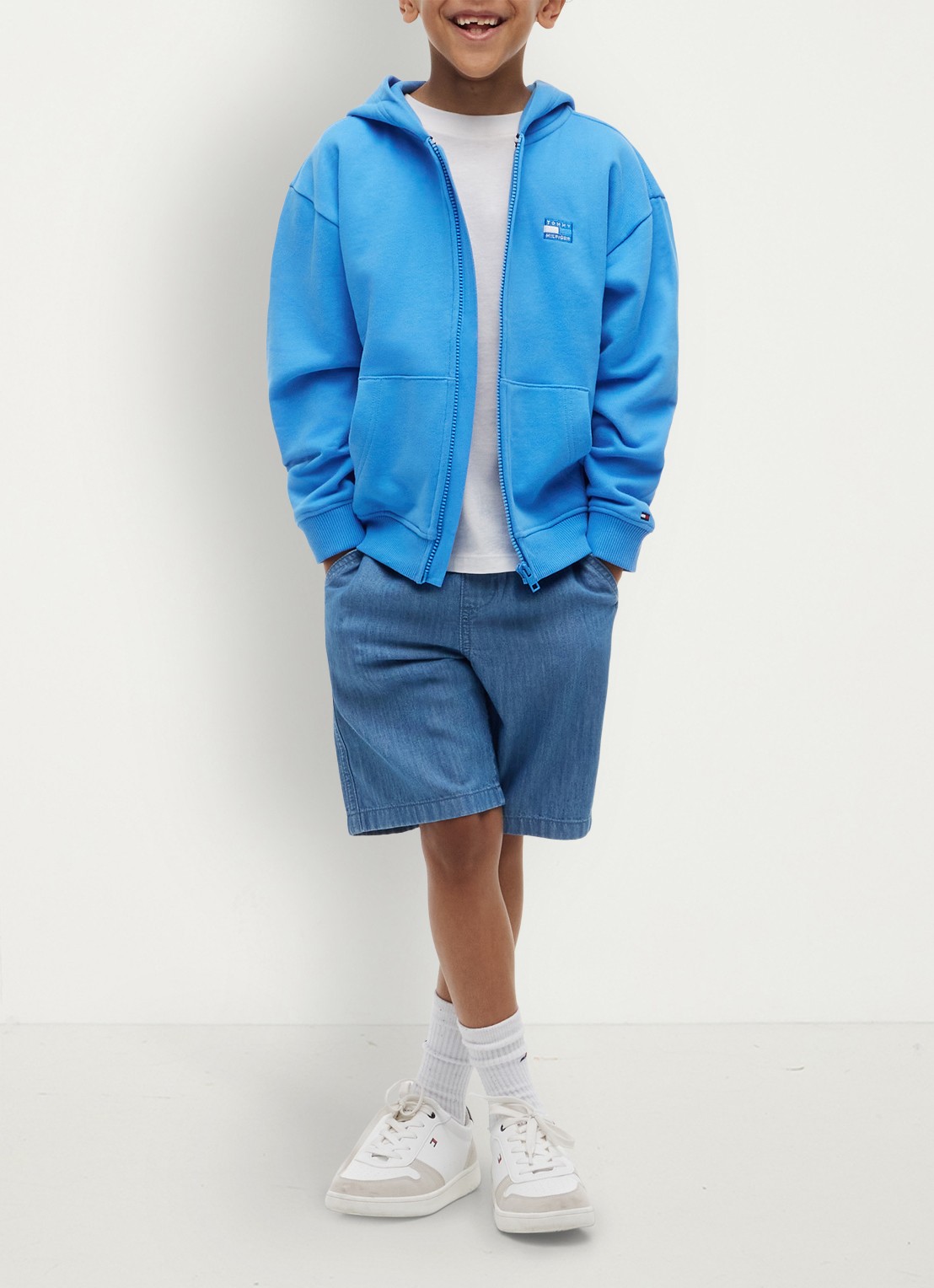Tommy Hilfiger Sweatvest met logo - voorkant 2 blauw