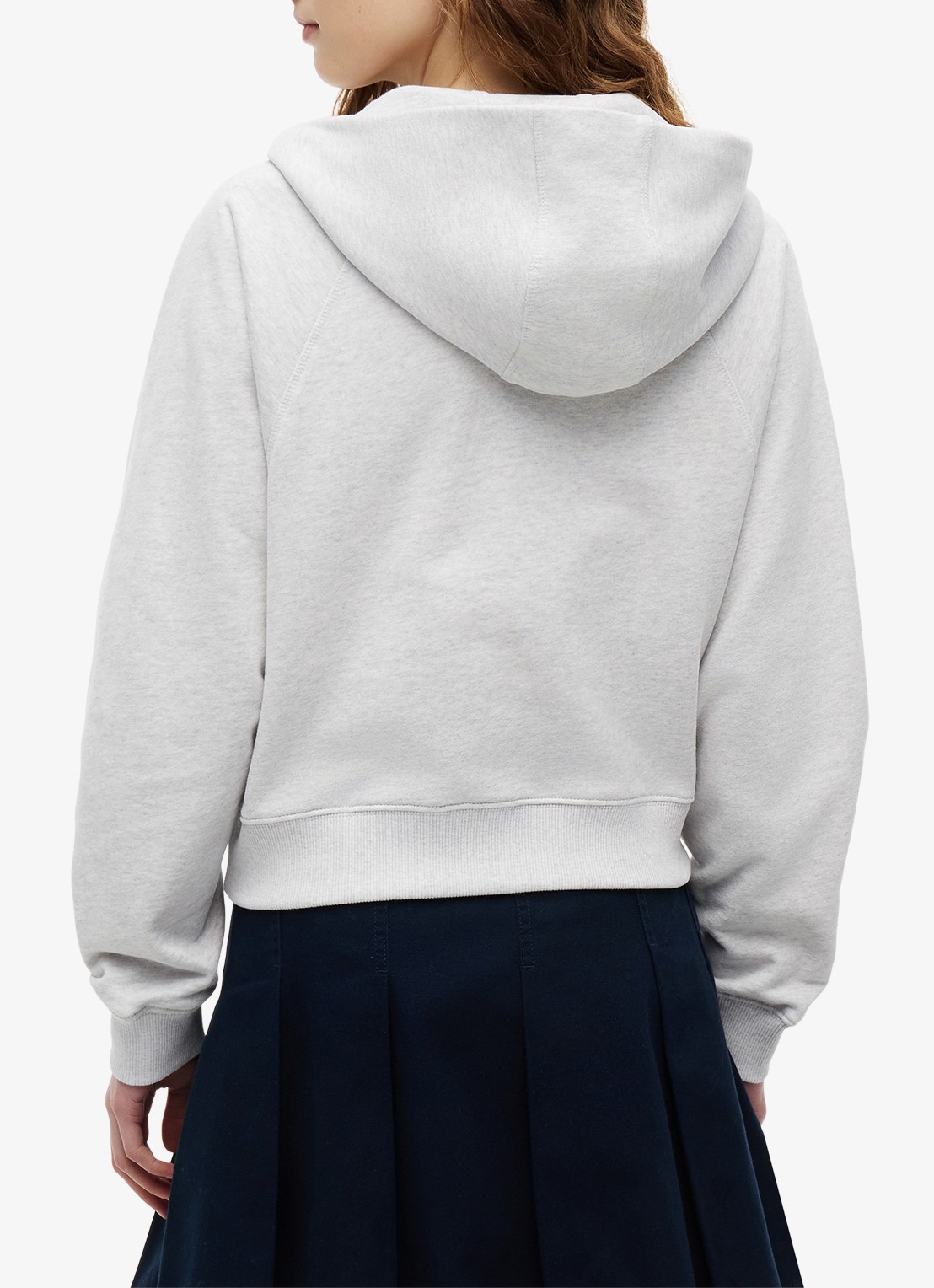 Tommy Hilfiger Sweatvest met logoborduring en capuchon - achterkant lichtgrijs