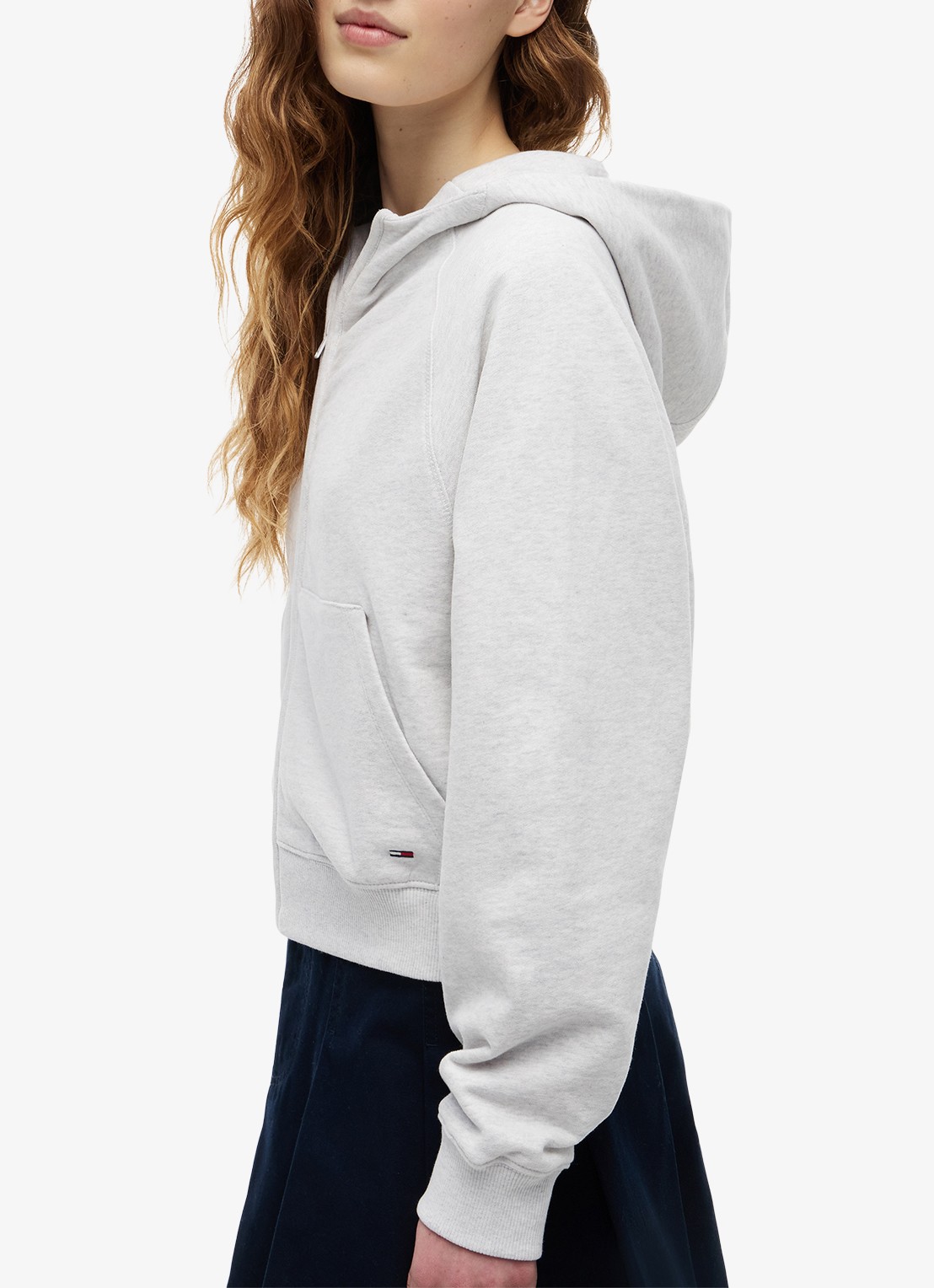 Tommy Hilfiger Sweatvest met logoborduring en capuchon - detail 3 lichtgrijs