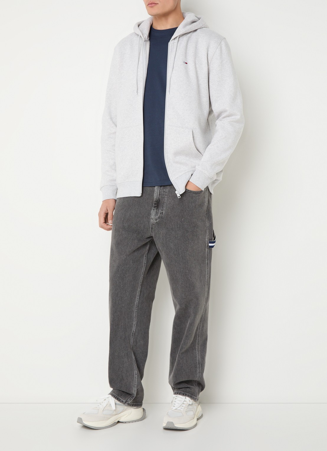Tommy Hilfiger Sweatvest met logoborduring - voorkant 5 grijsmele