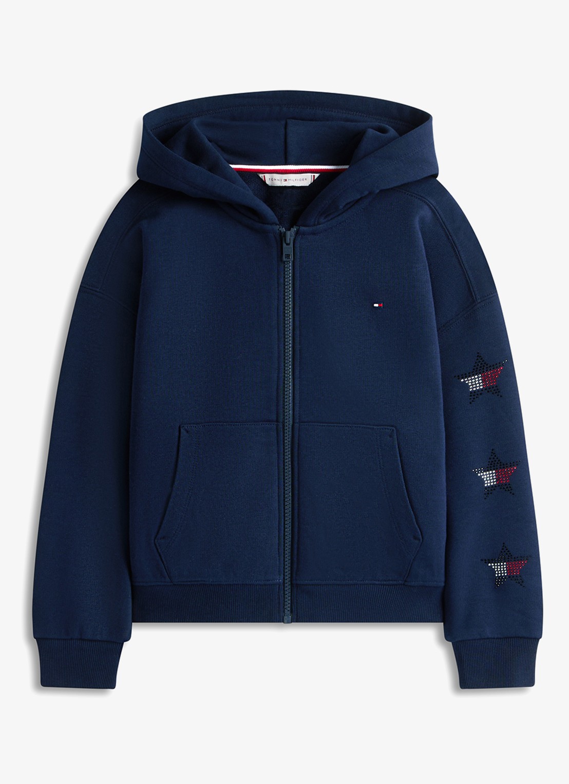 Tommy Hilfiger Sweatvest met strass - voorkant donkerblauw