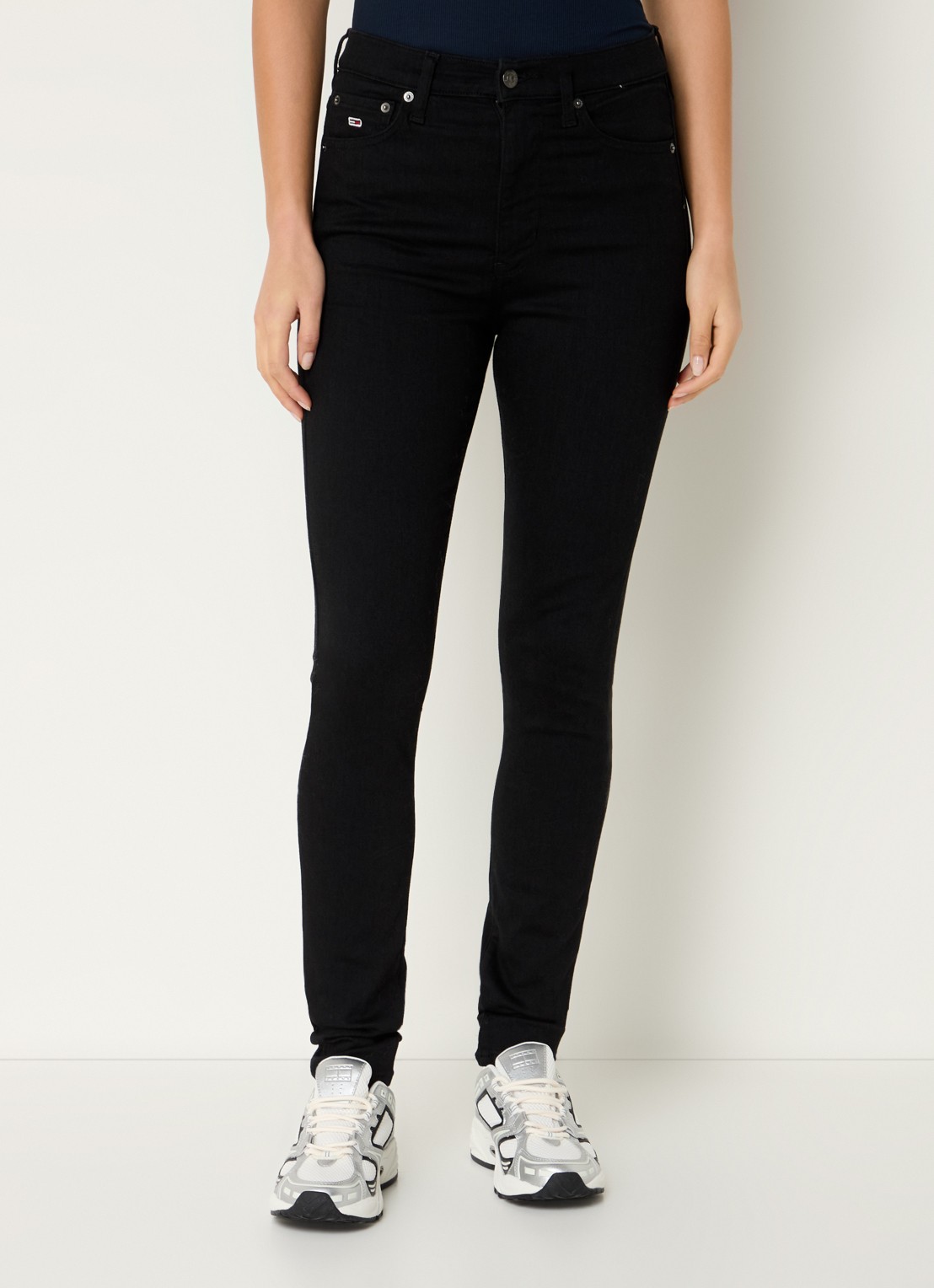 Tommy Hilfiger Sylvia high waist skinny jeans met gekleurde wassing - detail 4 zwart