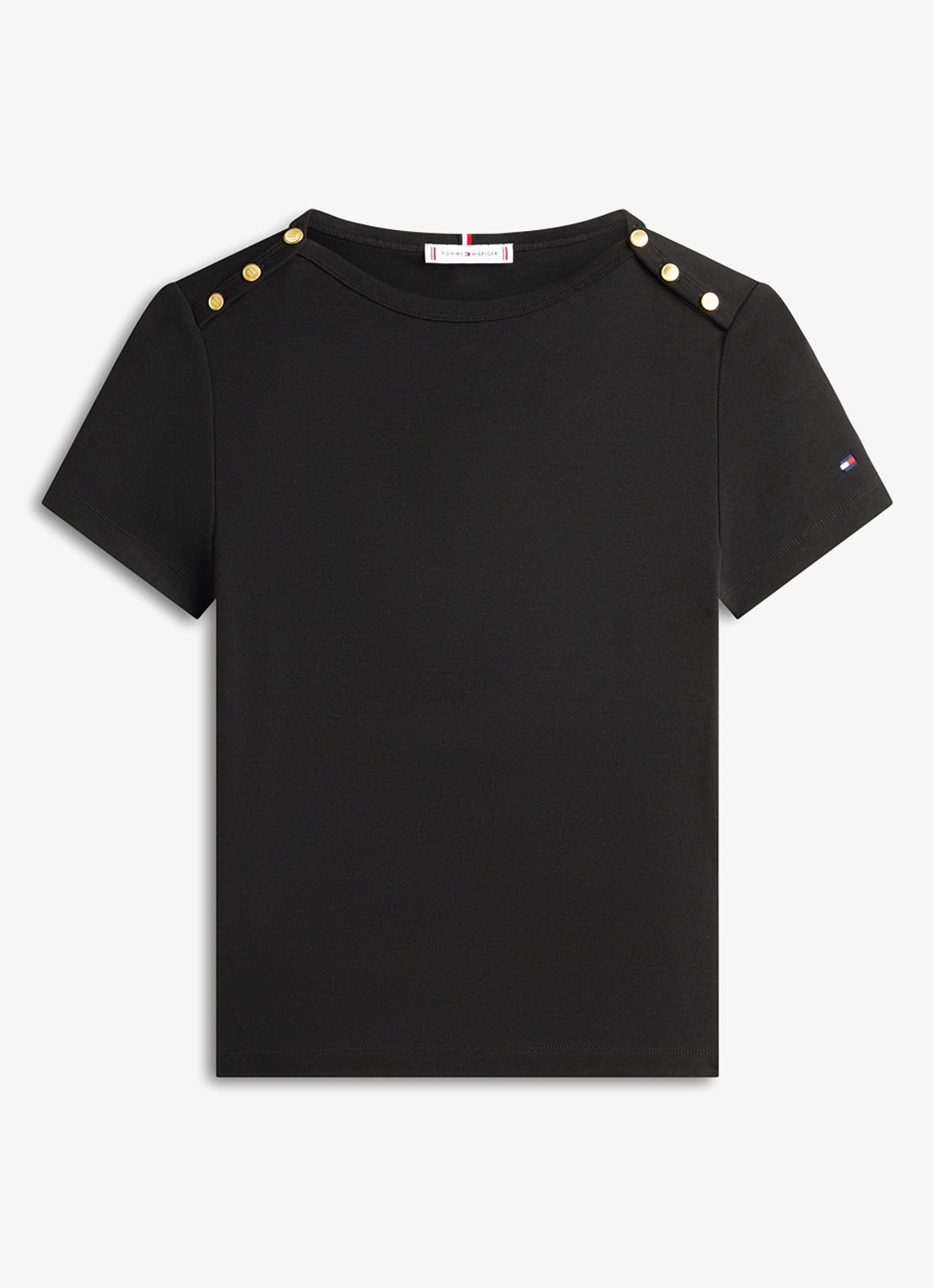 Tommy Hilfiger T-shirt met knoop detail - voorkant zwart
