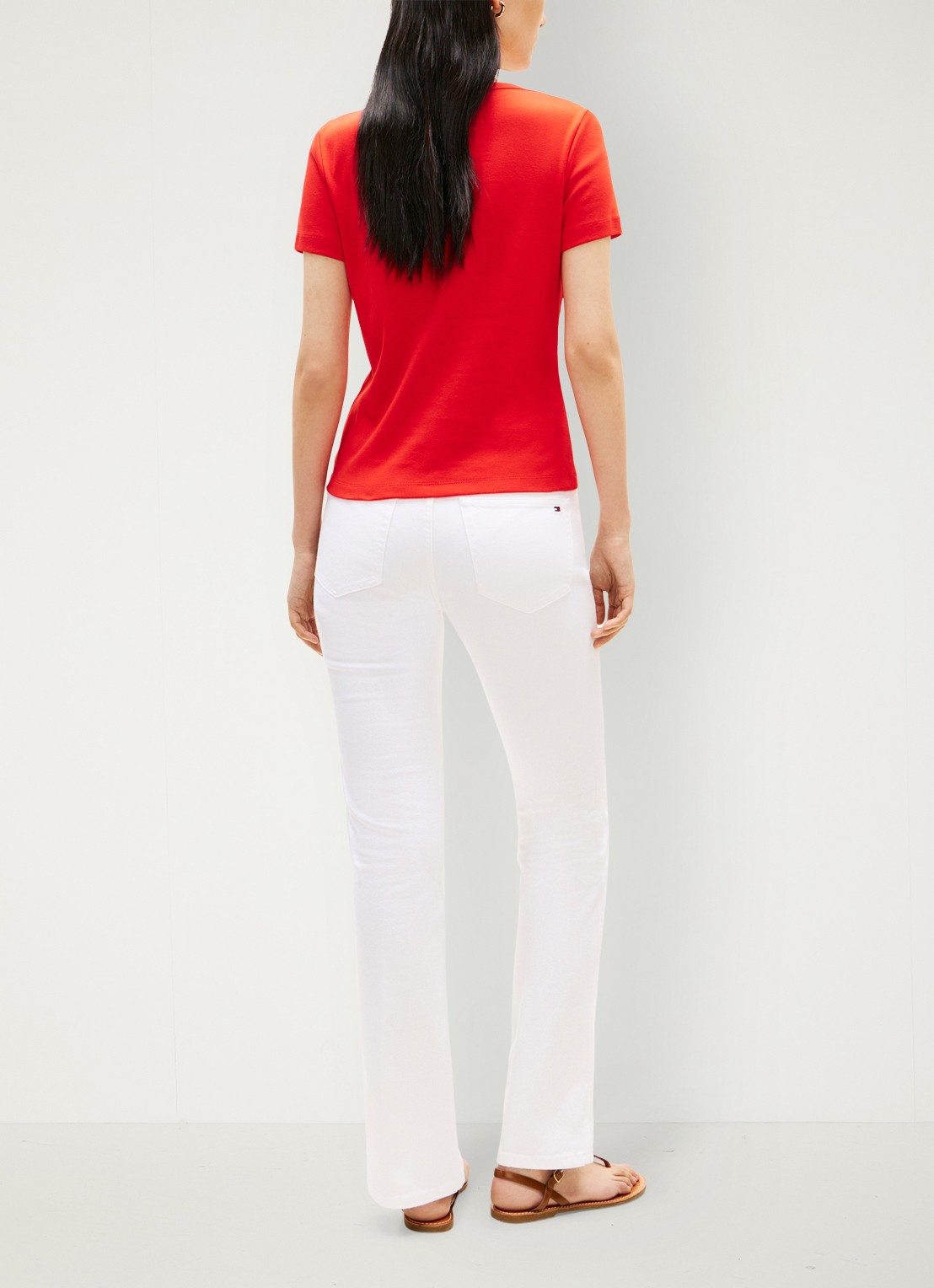 Tommy Hilfiger T-shirt met knoop detail - achterkant 3 rood
