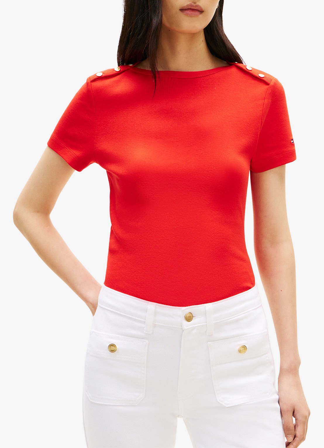 Tommy Hilfiger T-shirt met knoop detail - detail 4 rood