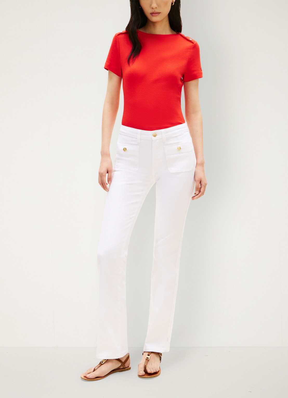 Tommy Hilfiger T-shirt met knoop detail - voorkant 2 rood