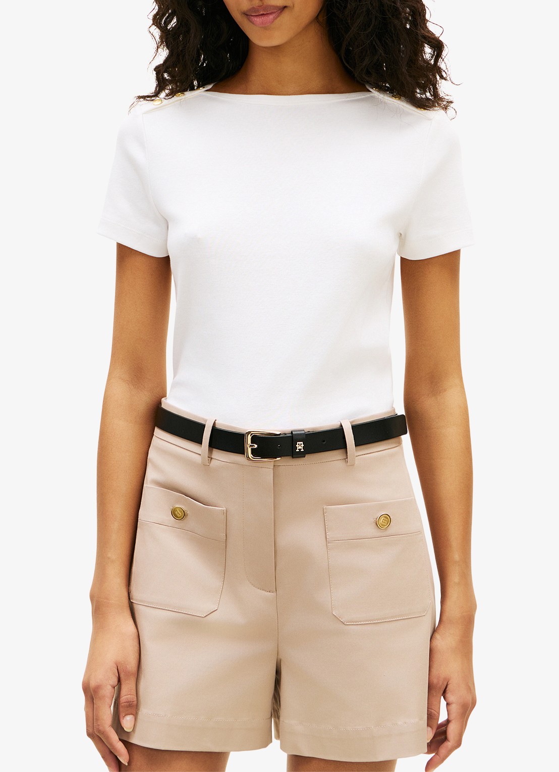 Tommy Hilfiger T-shirt met knoop detail - detail 2 gebroken wit